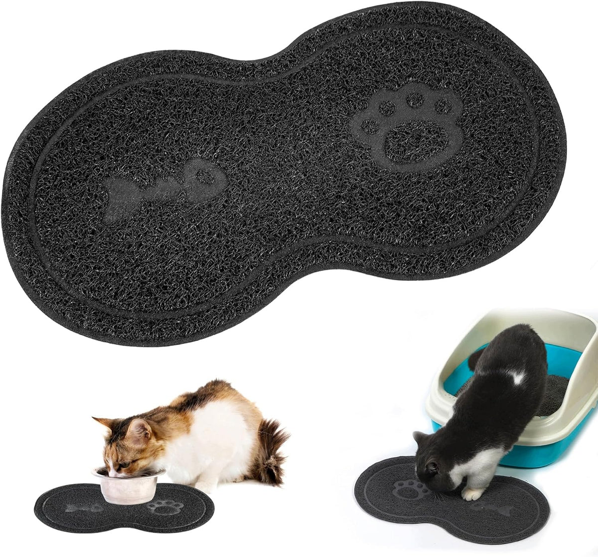 LITTER BOX AND CAT BOWL MAT 45X26 CM NON-SLIP 2IN1
