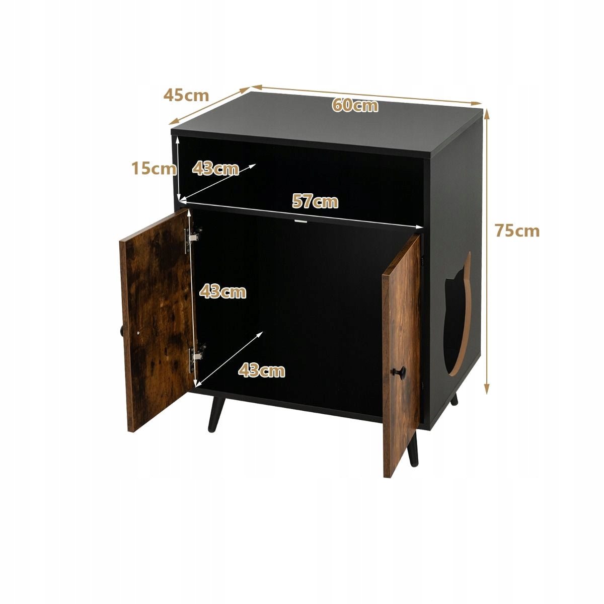 LITTER BOX CAT HOUSE CHEST OF DRAWERS FURNITURE SIDE TABLE MDF WOOD Manufacturer code PV10077CF
