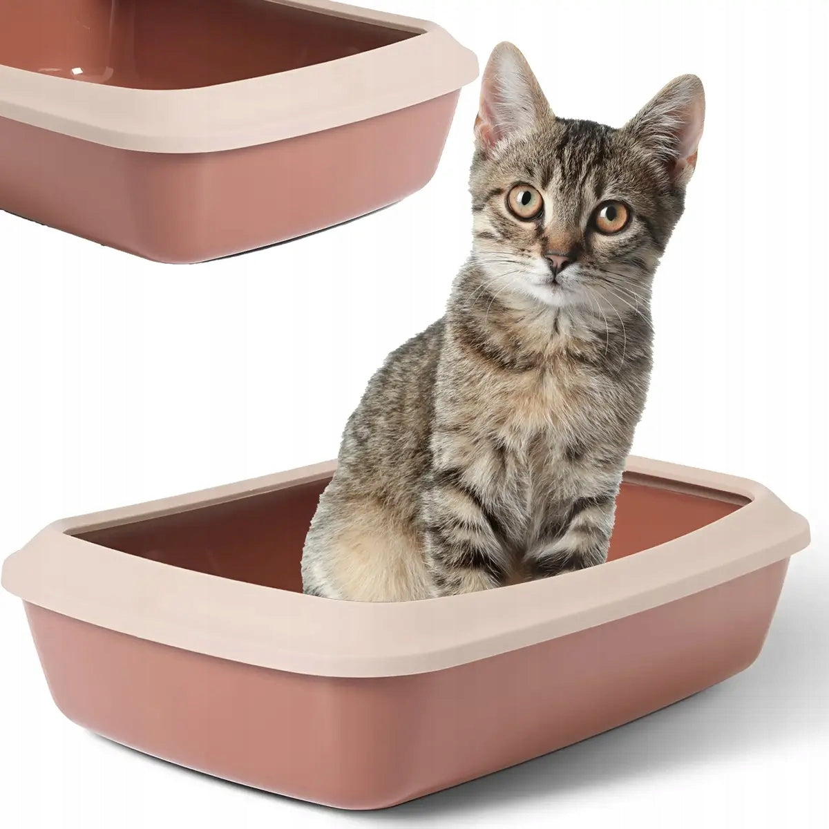 LITTER BOX CAT TOILET open with frame SMALL 42 cm BROWN for litter