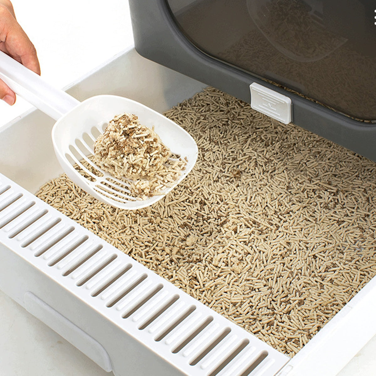 LITTER BOX CLOSED FOR CAT FOLDING WITH SPATULA LOAD CAPACITY 70 KG 40x44x39 CM Packaging status original