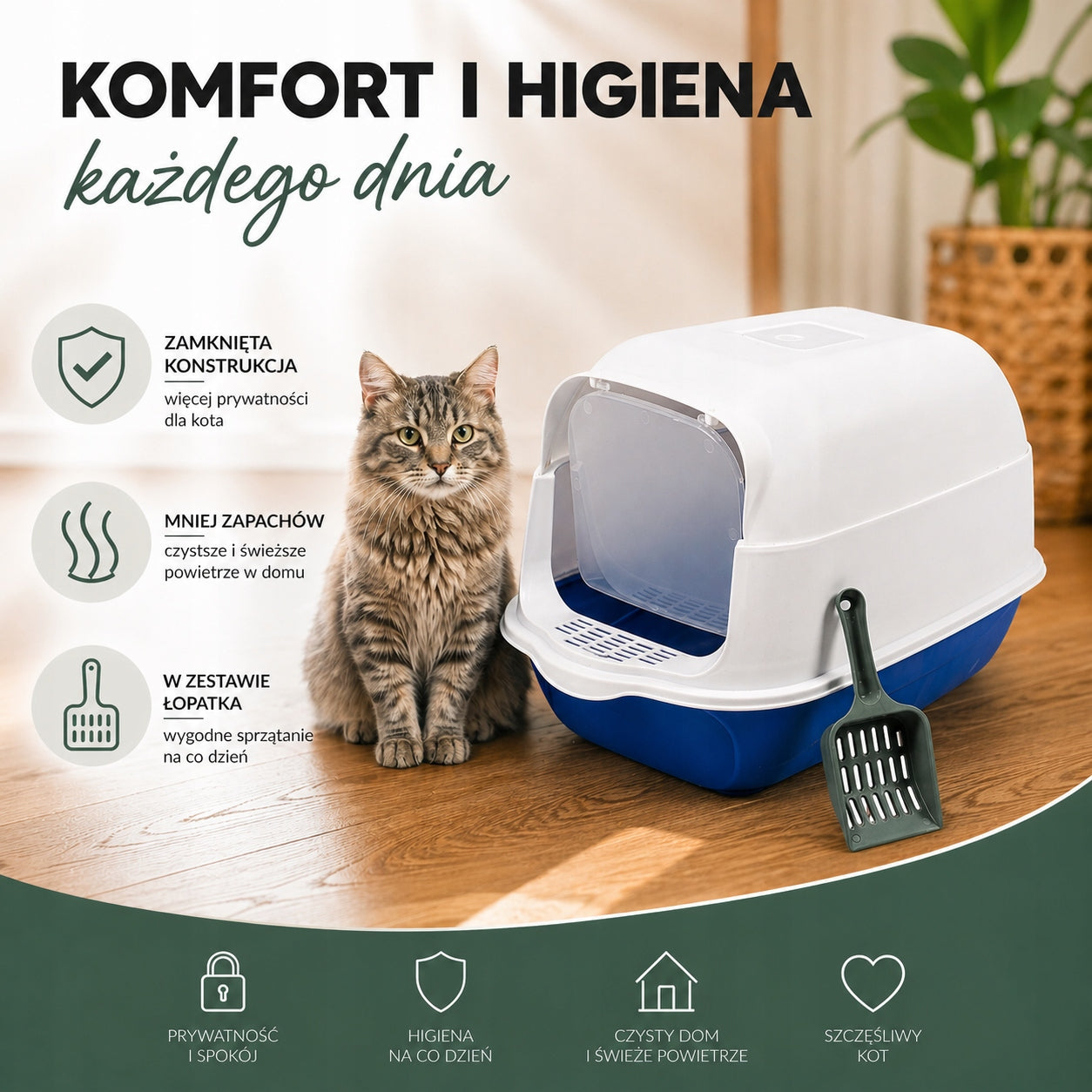 LITTER BOX CLOSED FOR CAT WITH FILTER+BLADE LARGE BLUE DESIGN COMFORT Manufacturer code AT008