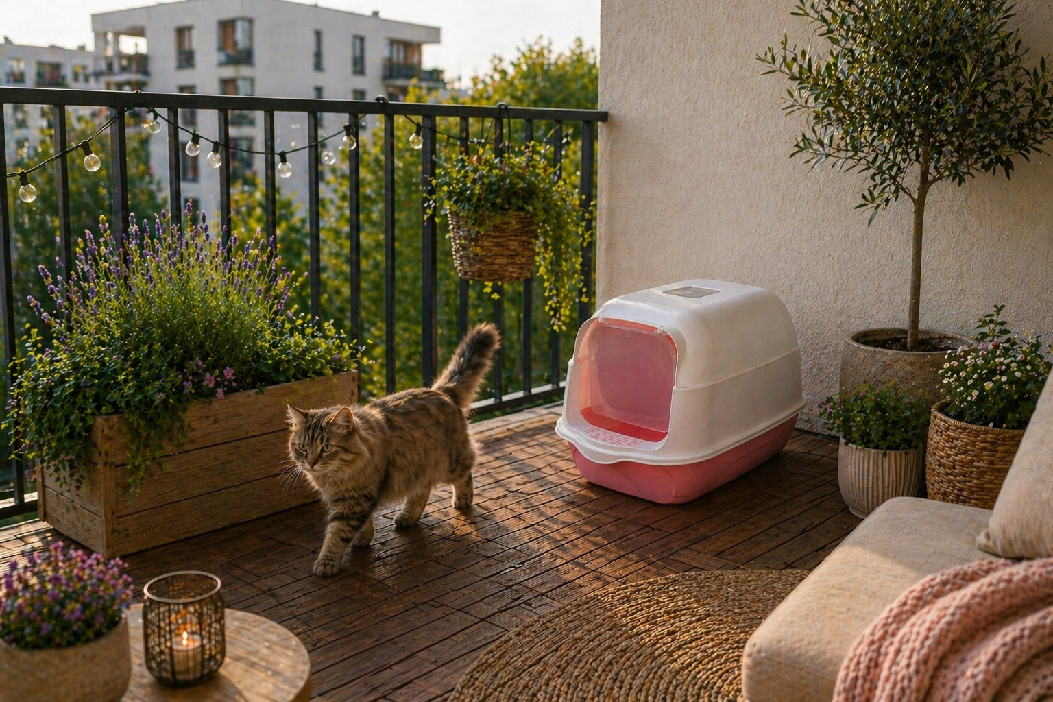 LITTER BOX CLOSED FOR CAT WITH FILTER+BLADE LARGE XL PINK DESIGN COMFORT Brand no brand