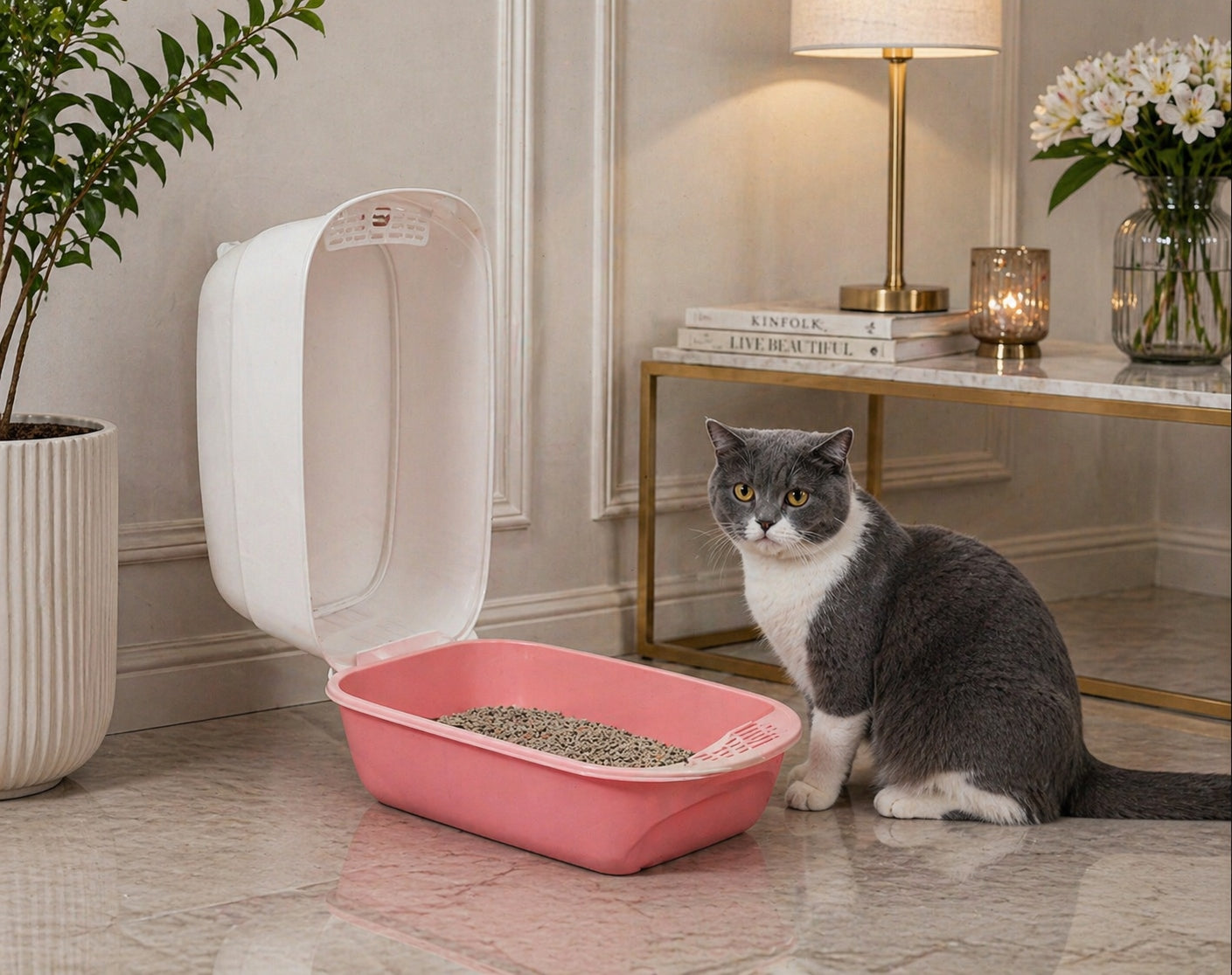 LITTER BOX CLOSED FOR CAT WITH FILTER+BLADE LARGE XL PINK DESIGN COMFORT Trade name Kuweta zamknięta AT009