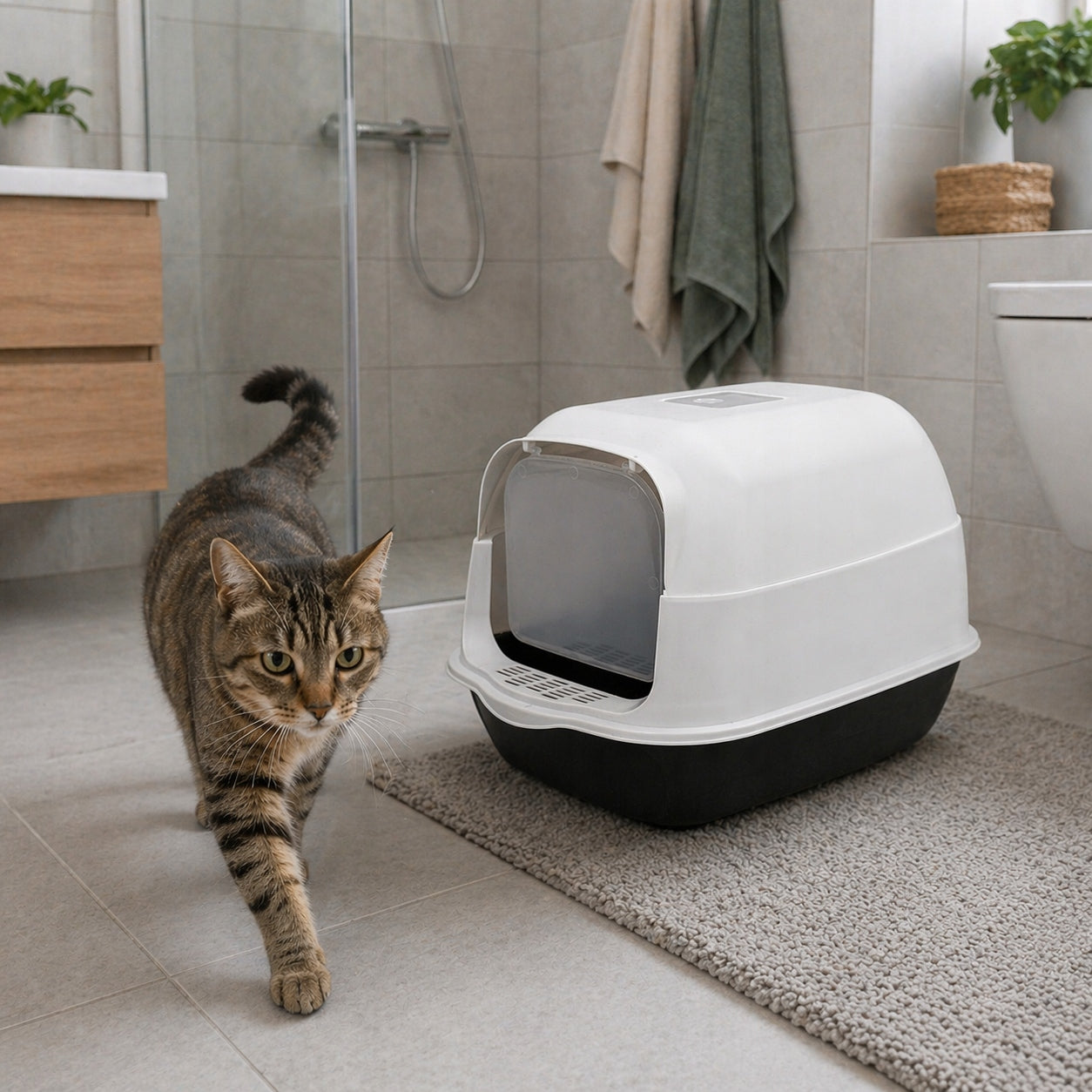 LITTER BOX CLOSED FOR CAT WITH FILTER + SPATULA CLEANLINESS AND COMFORT EVERY DAY Brand no brand