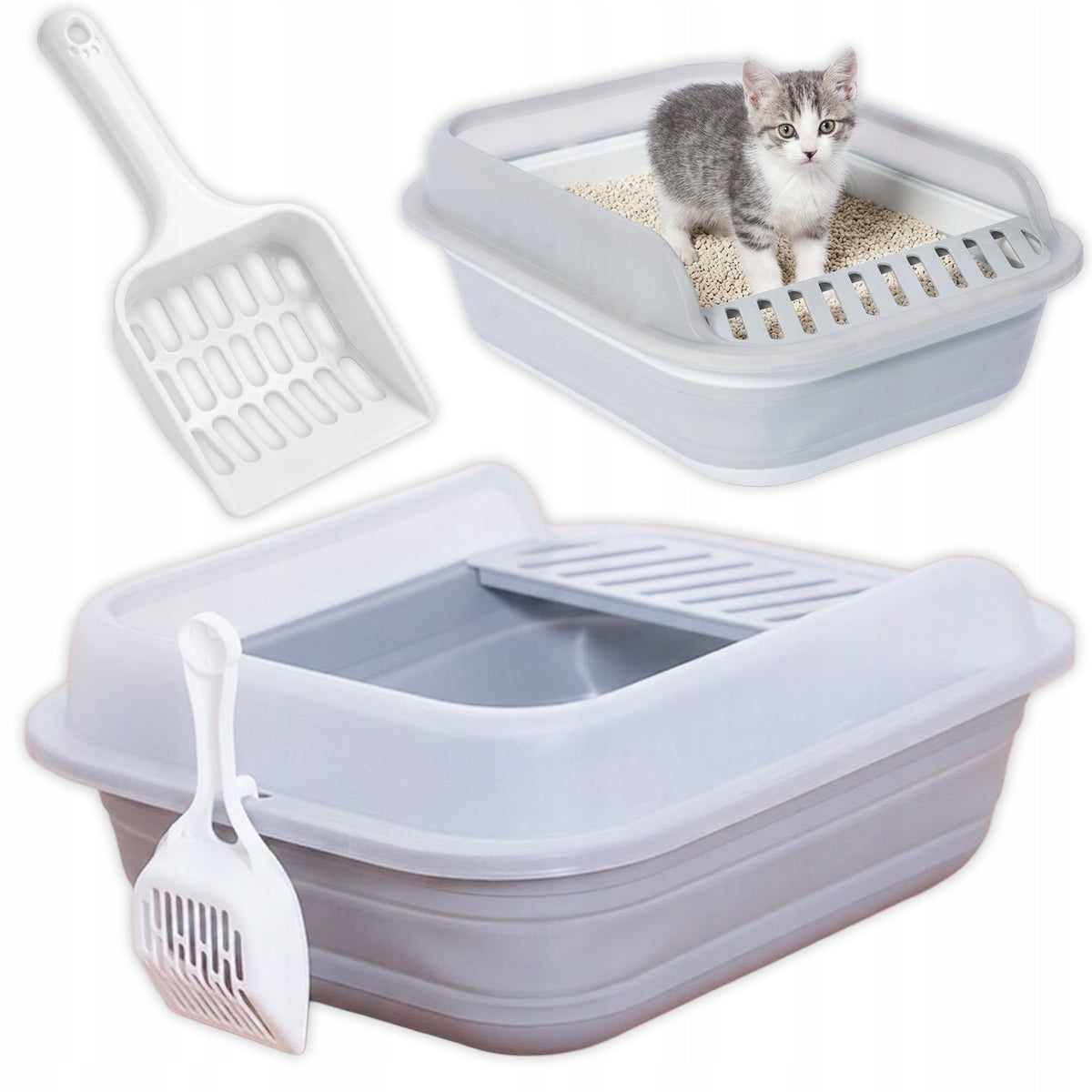 LITTER BOX LARGE 45x34cm FOR CAT SOLID XL WITH FRAME OPEN FOR FOLDING LITTER