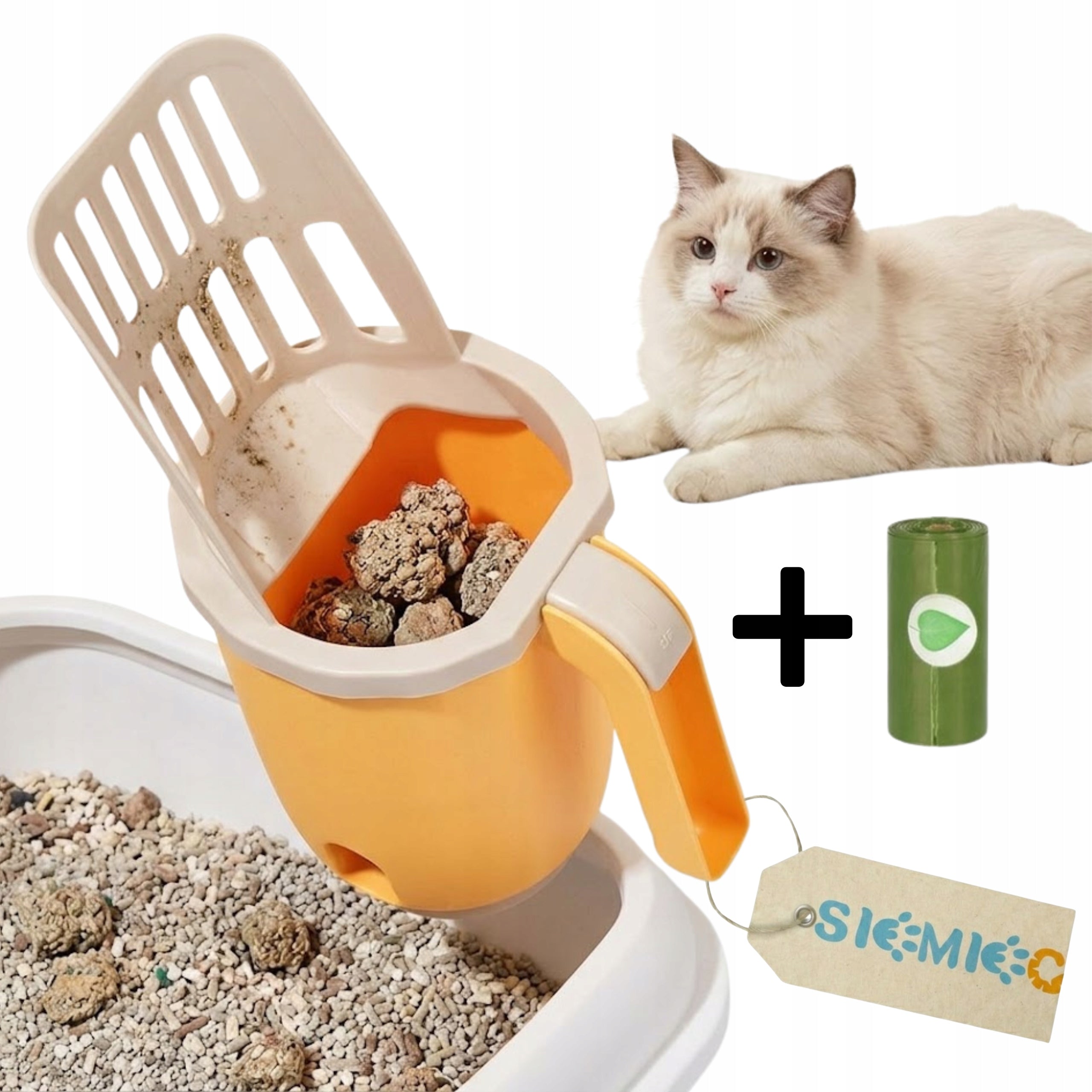 LITTER BOX PADDLE WITH CONTAINER QUICK CLEANING LITTER + FREEBIE