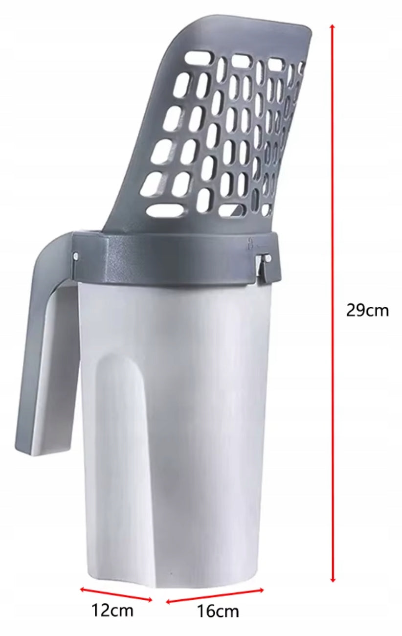 LITTER BOX SPATULA CONTAINER LITTER SHOVEL LARGE + FECES BAGS Color gray