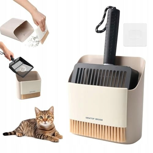 LITTER BOX SPATULA WITH CONTAINER AND BRUSH 3-PIECE SET Packaging status original