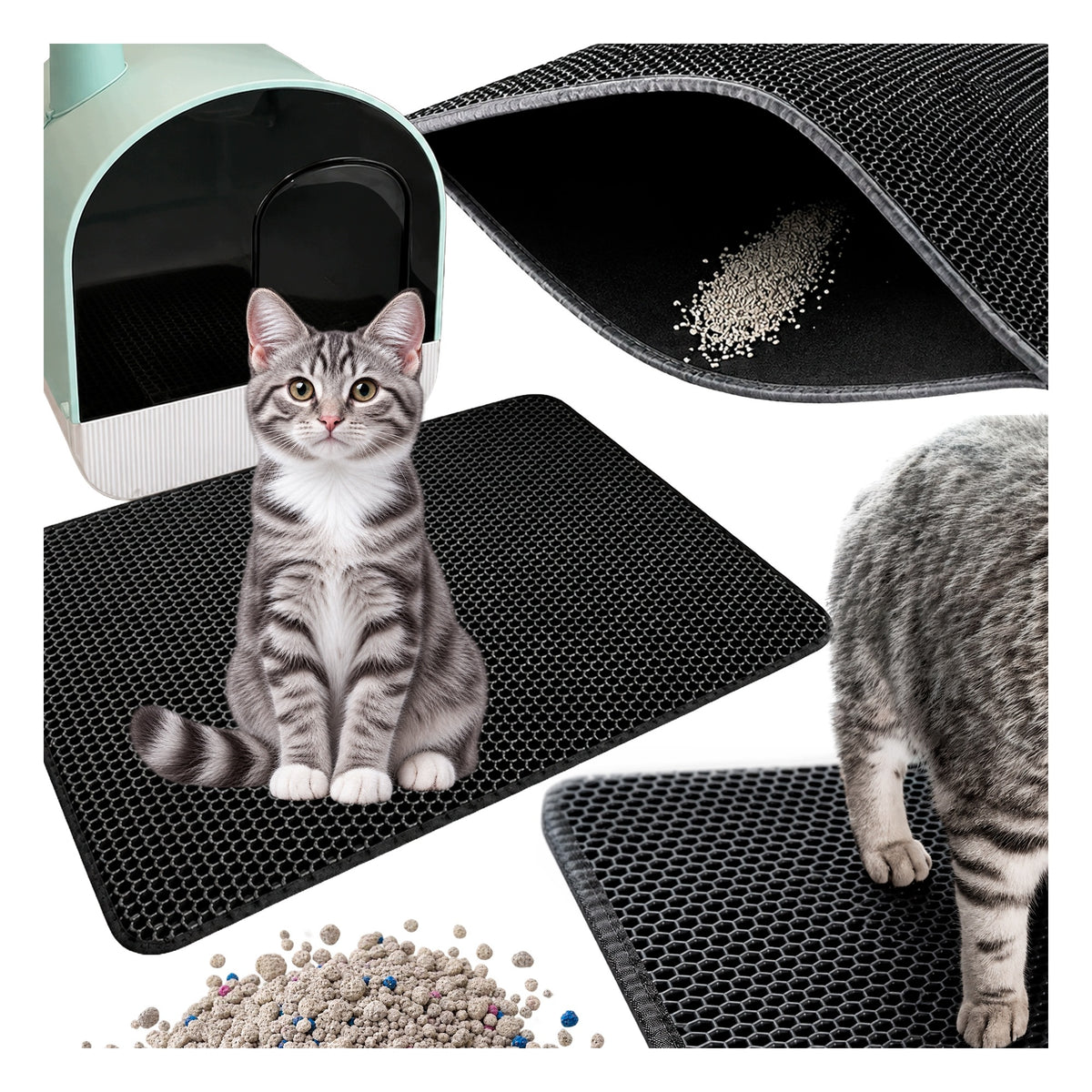 LITTER BOX WIPER MAT 120 x 70 CM BLACK LITTER PAD LARGE
