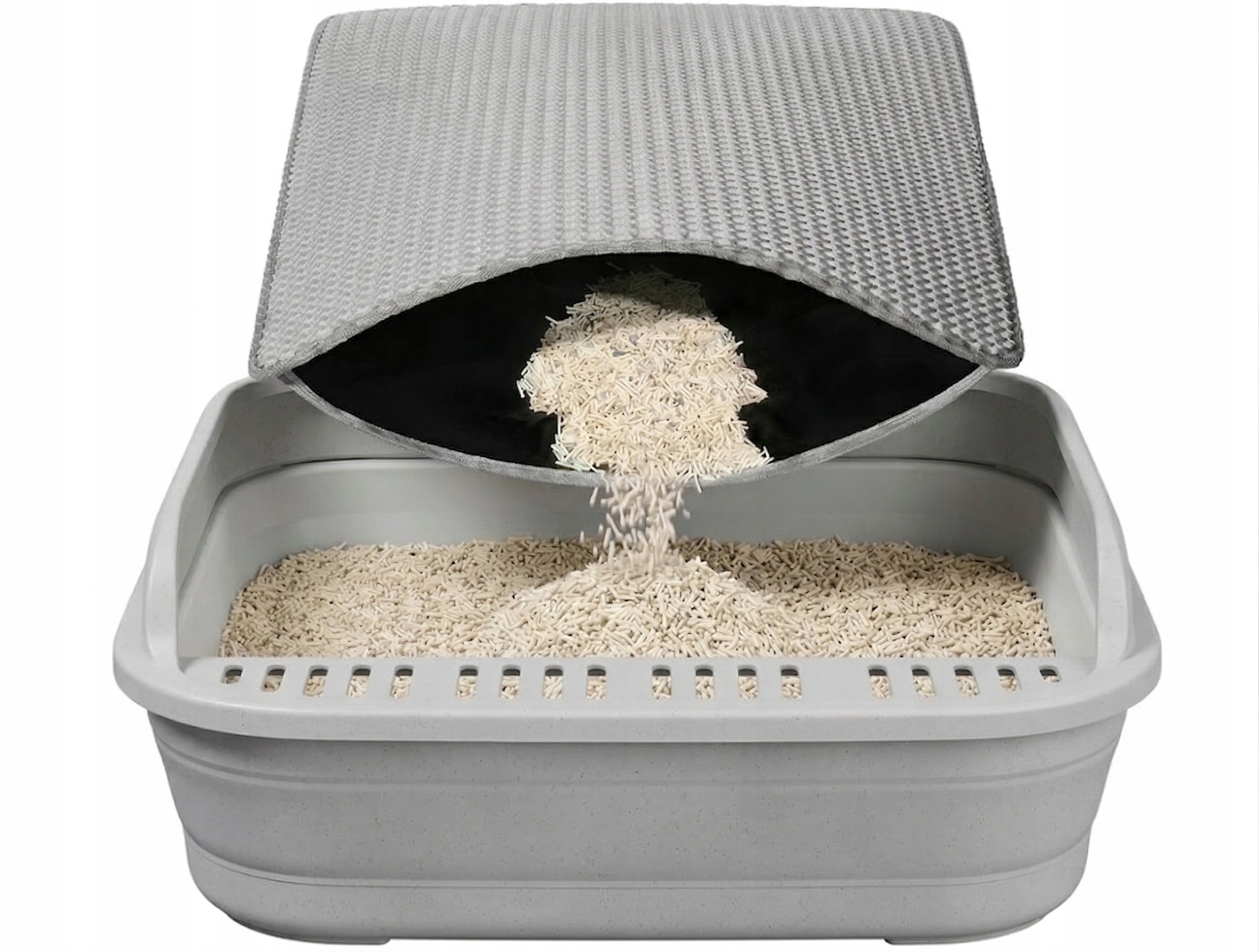 LITTER BOX WIPER MAT 45x60cm GREY PRACTICAL SOLUTION FOR LITTER! Trade name MATA POD KUWETE 45x60 SZARA EVA