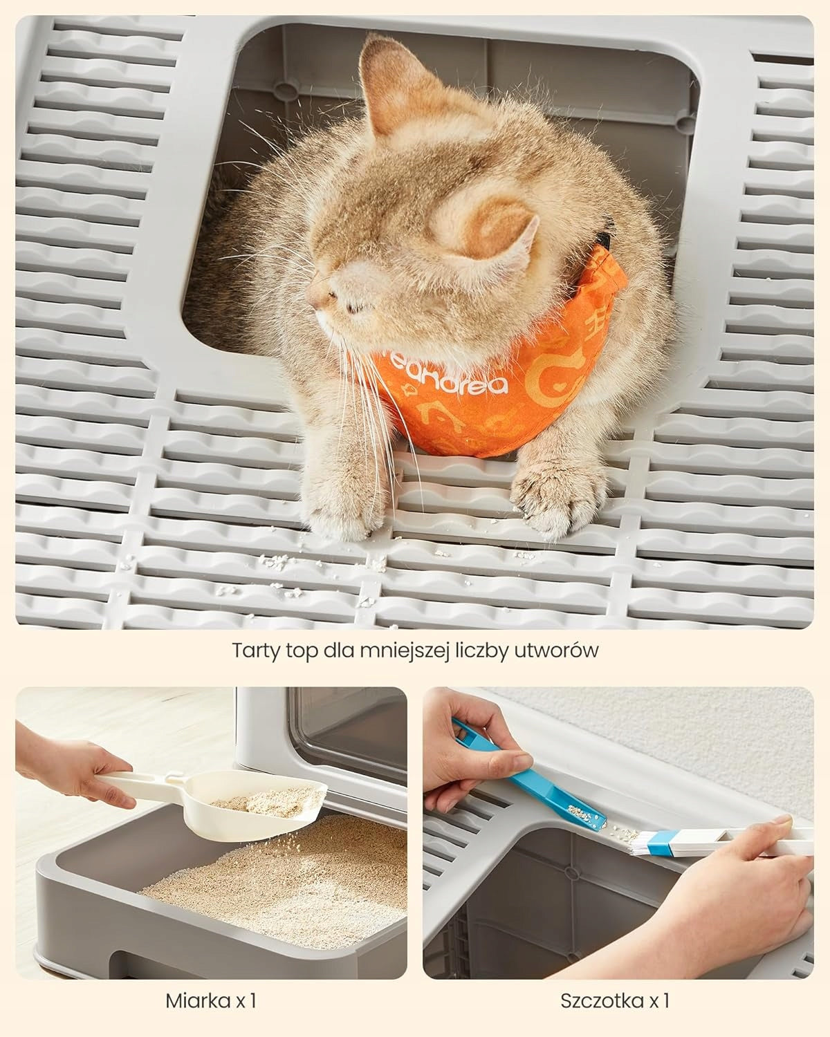 LITTER BOX WITH LID FOR CATS UP TO 15 KG OAT WARM GREY Packaging status original