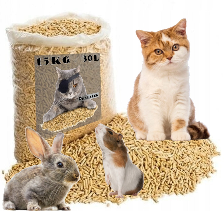 LITTER WOODEN PELLET FOR CAT RODENT RABBIT HAMSTER PIGS 15KG BRIGHT