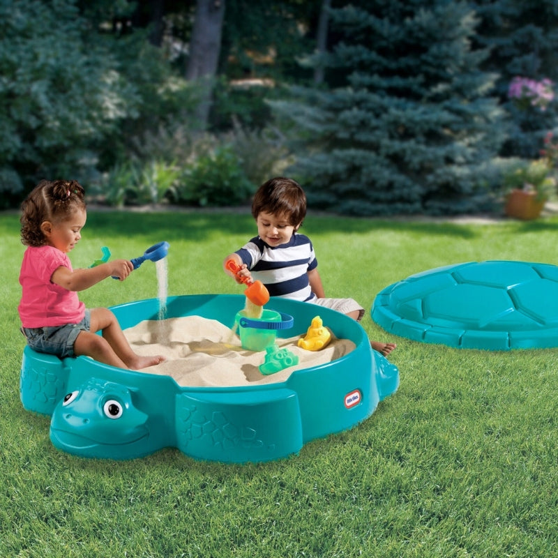 LITTLE TIKES GARDEN SANDBOX FOR PLAY WITH TURTLE COVER 2 SEATS Kid's age 12＋ months