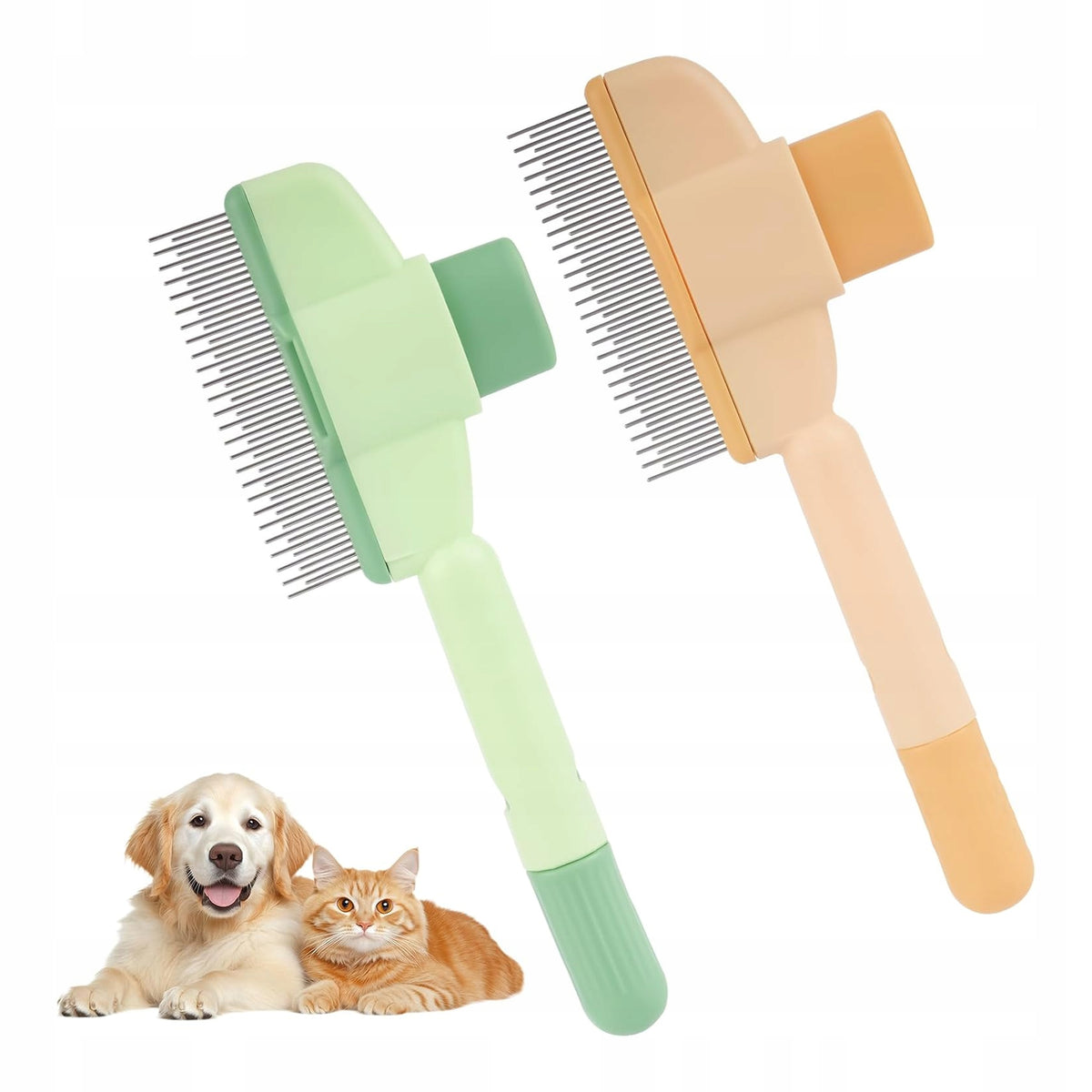 LIULIUSHUN SELF-CLEANING COMB FOR CAT AND DOG METAL TEETH SET OF 2PCS