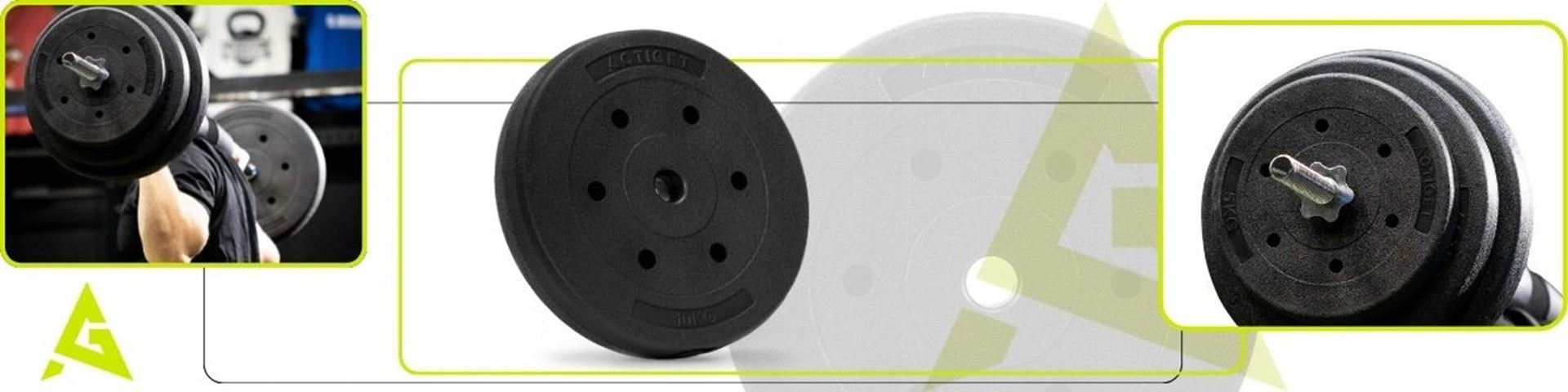 LOAD PLATE 10kg BARBELL DISC 29mm BITUMINOUS DUMBBELLS COMPOSITE Opening diameter 29 mm