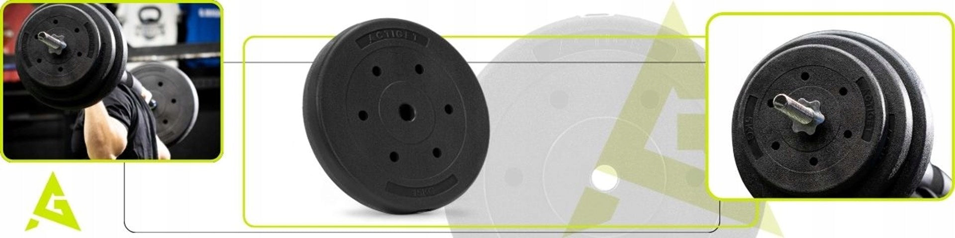 LOAD PLATE 15kg BARBELL DISC 29mm BITUMINOUS DUMBBELLS COMPOSITE Opening diameter 29 mm