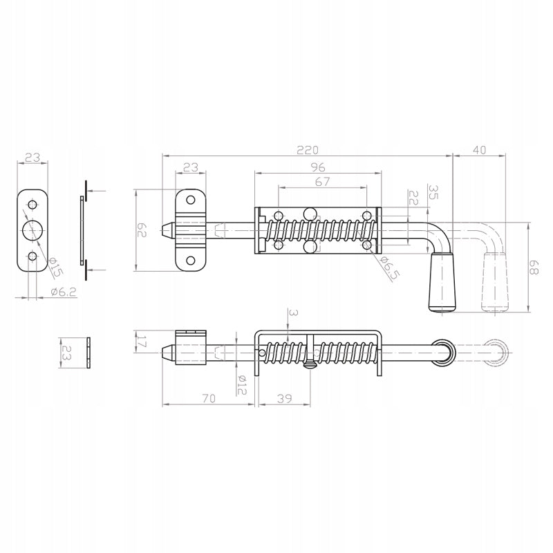 LOCK FOR DOOR GATE LOCK CLOSING WITH SPRING GALVANIZED 22cm Brand Metro