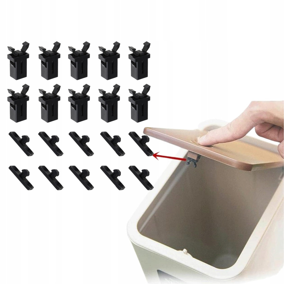 LOCK LATCH FOR TRASH CAN BRABANTIA PLASTIC SET OF 10 PCS. Manufacturer code Bez marki