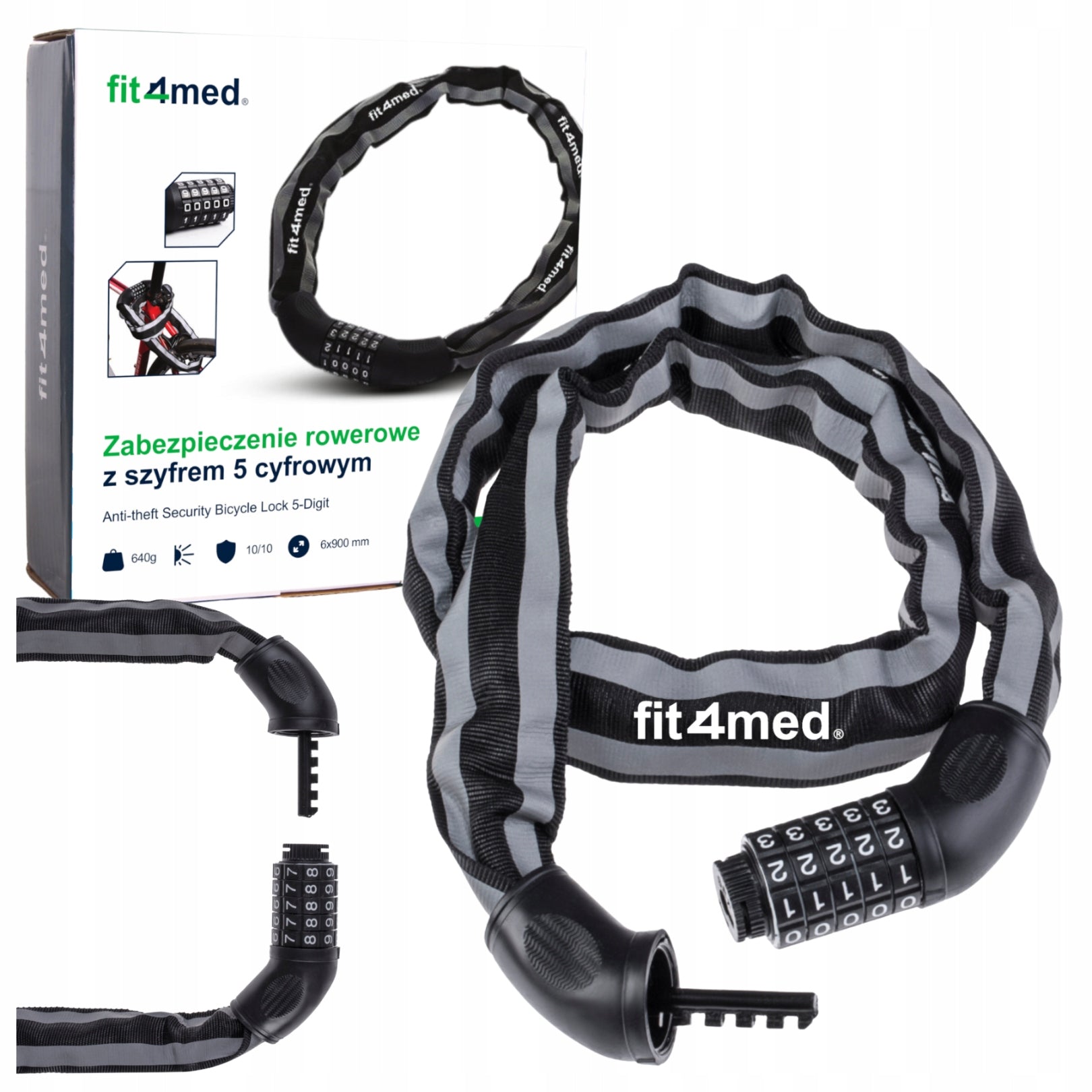 LOCK SECURING BICYCLE CHAIN ON BIKE MOTOR LOCK CIPHER Color black