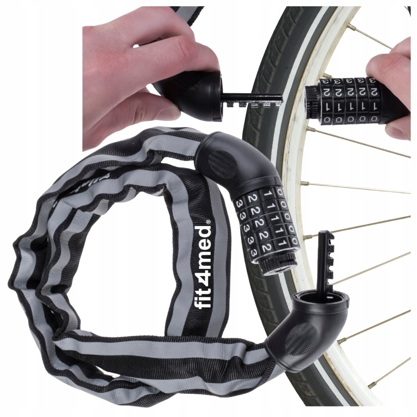LOCK SECURING BICYCLE CHAIN ON BIKE MOTOR LOCK CIPHER Model BLOKADA ROWERU ŁAŃCUCH