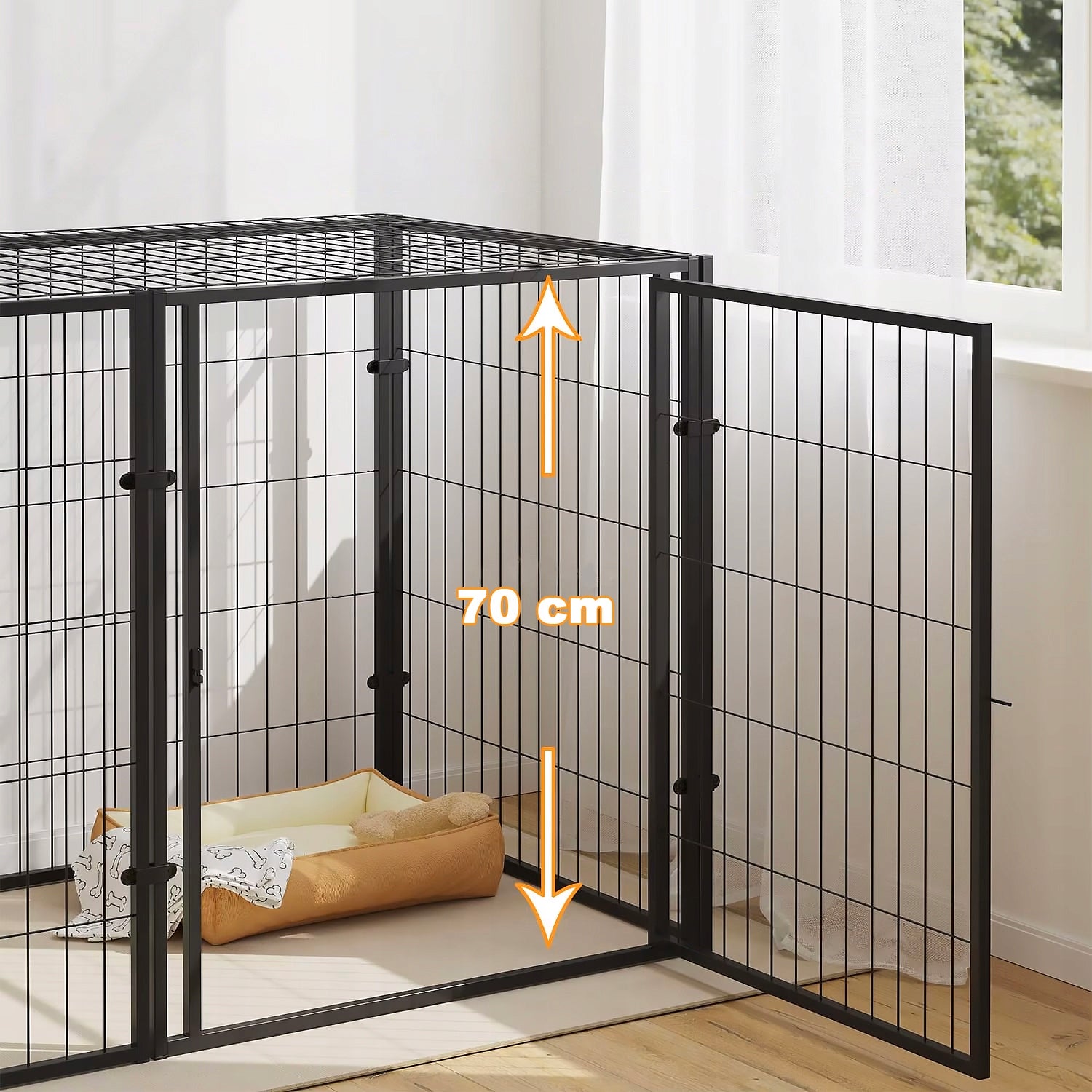 LOCKABLE PLAYPEN DOG CAGE MADE OF METAL, CATWALK FOR RABBIT CORRAL 6 PANELS Brand GLOBANI