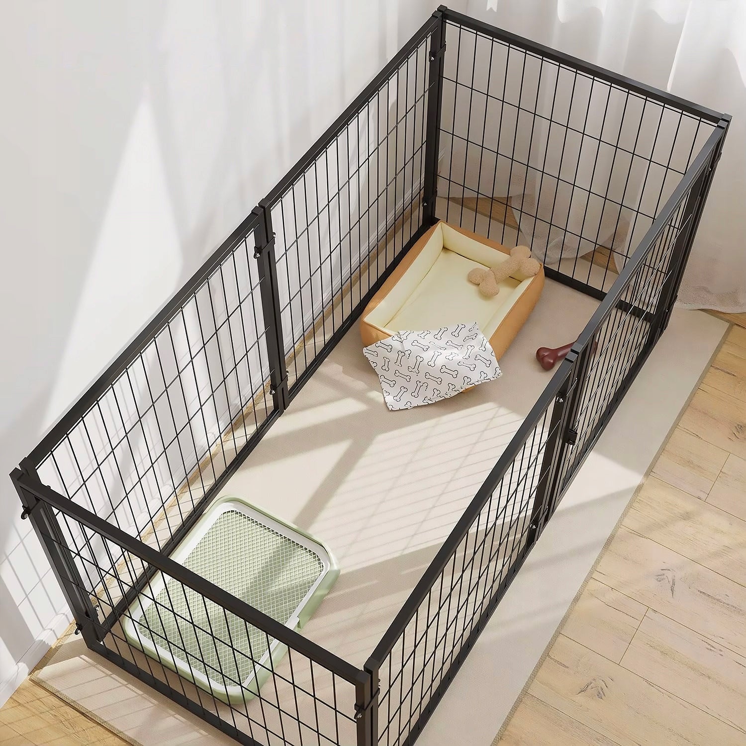 LOCKABLE PLAYPEN DOG CAGE MADE OF METAL, CATWALK FOR RABBIT CORRAL 6 PANELS Packaging status original