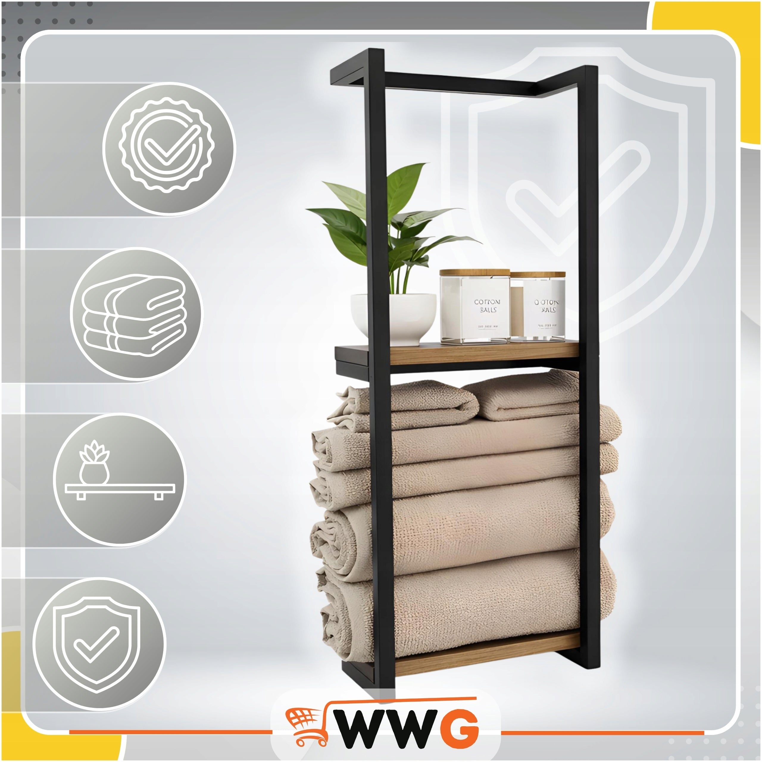 LOFT TOWEL SHELF FOR BATHROOM HANGING METAL CABINET HANGER 77CM WWG Manufacturer code PÓŁKA LAZIENKOWA WWG POLAND SZAFKA WIESZAK