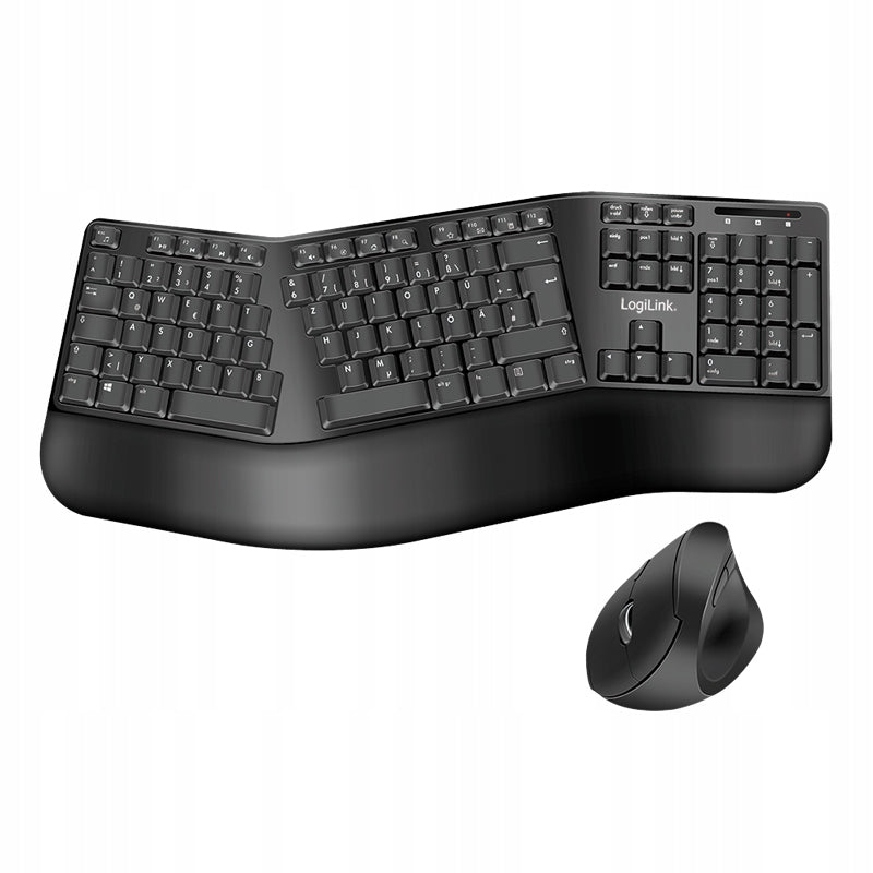 LOGILINK ERGONOMIC WIRELESS KEYBOARD AND MOUSE SET 2.4GHZ 1600DPI