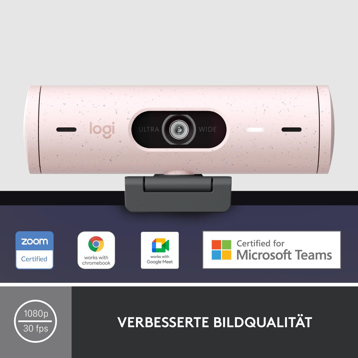LOGITECH Brio 500 Full HD Camera USB C Microphone Pink Packaging status original