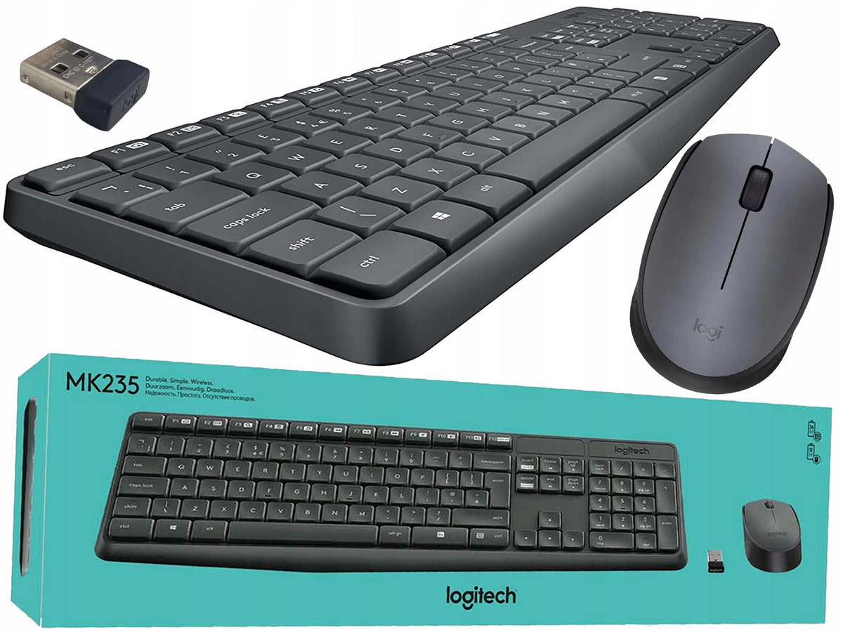 LOGITECH MK235 WIRELESS KEYBOARD AND MOUSE SET 2.4GHZ USB 1000 DPI Manufacturer code MK235 MK