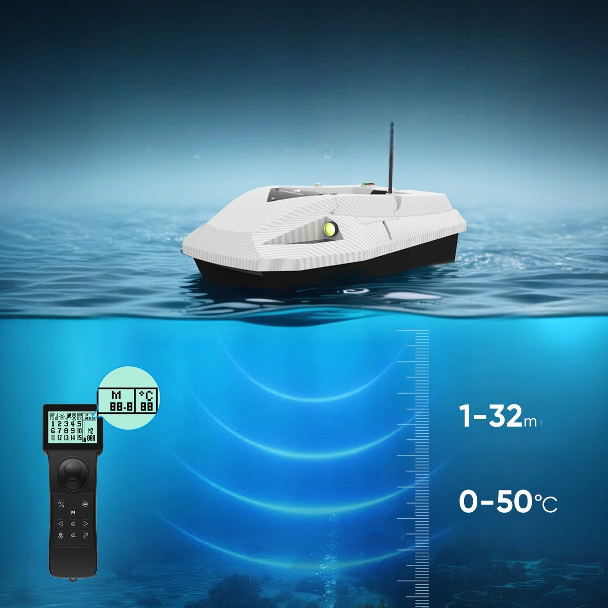 LOKEEVAN D50E GPS Sonar 15600mAh x2 500m Range 2kg 1.7m/s Manufacturer code EU-DWC-D50E-DW-WH-15600