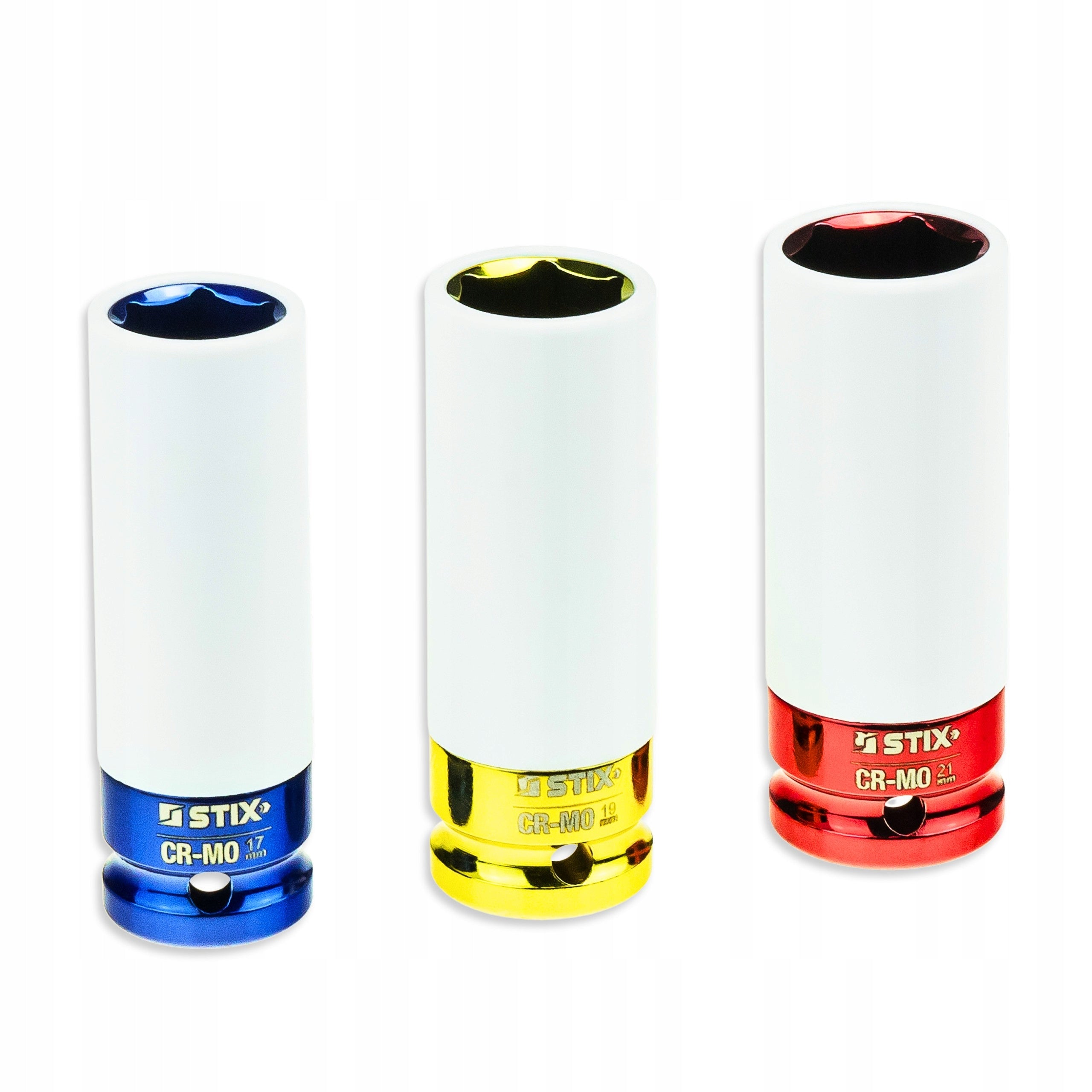 LONG IMPACT CAPS FOR ALLOY WHEELS WITH COVER 17 19 21 MM CR-MO STIX 3 PCS. Manufacturer code 11-03-73430