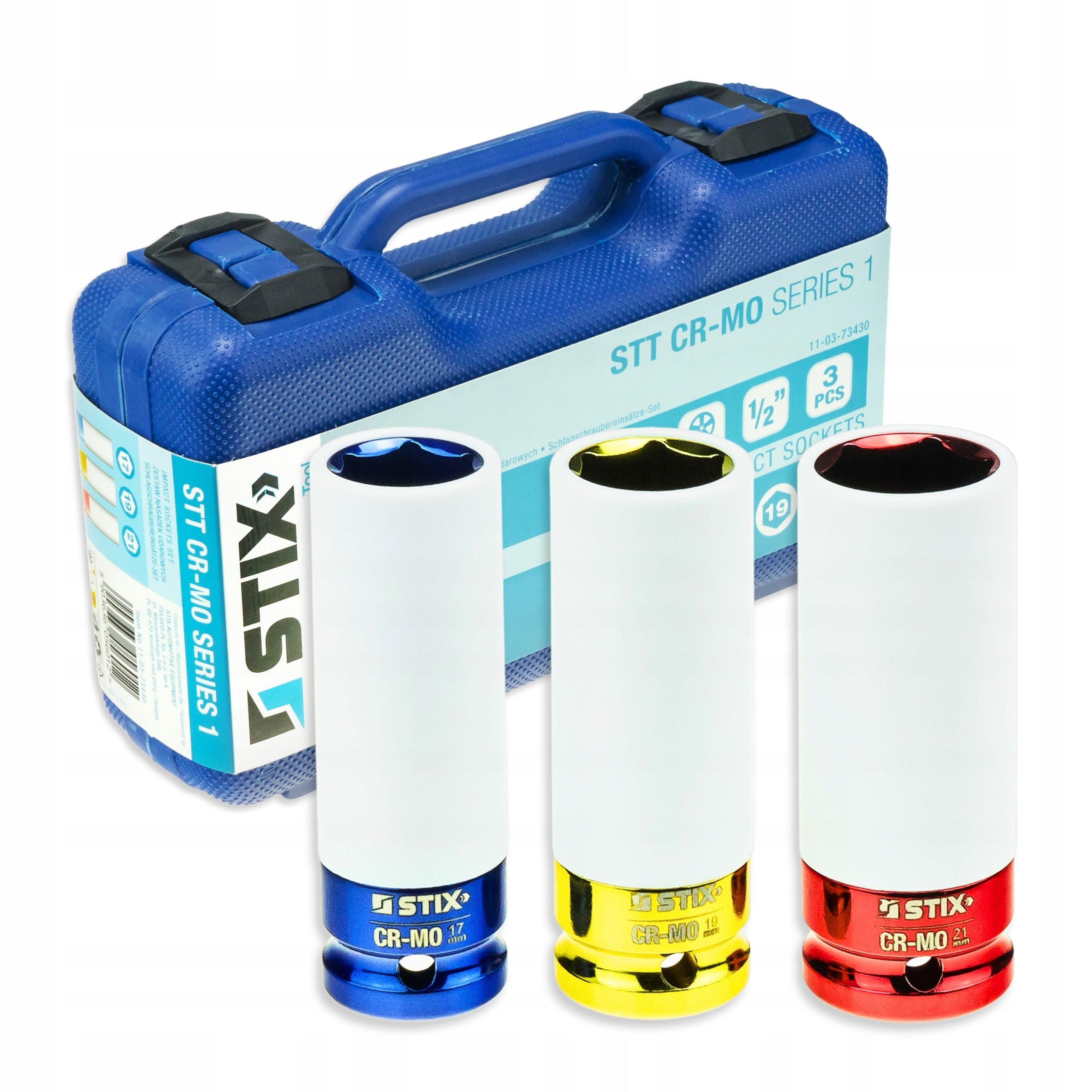 LONG IMPACT CAPS FOR ALLOY WHEELS WITH COVER 17 19 21 MM CR-MO STIX 3 PCS.