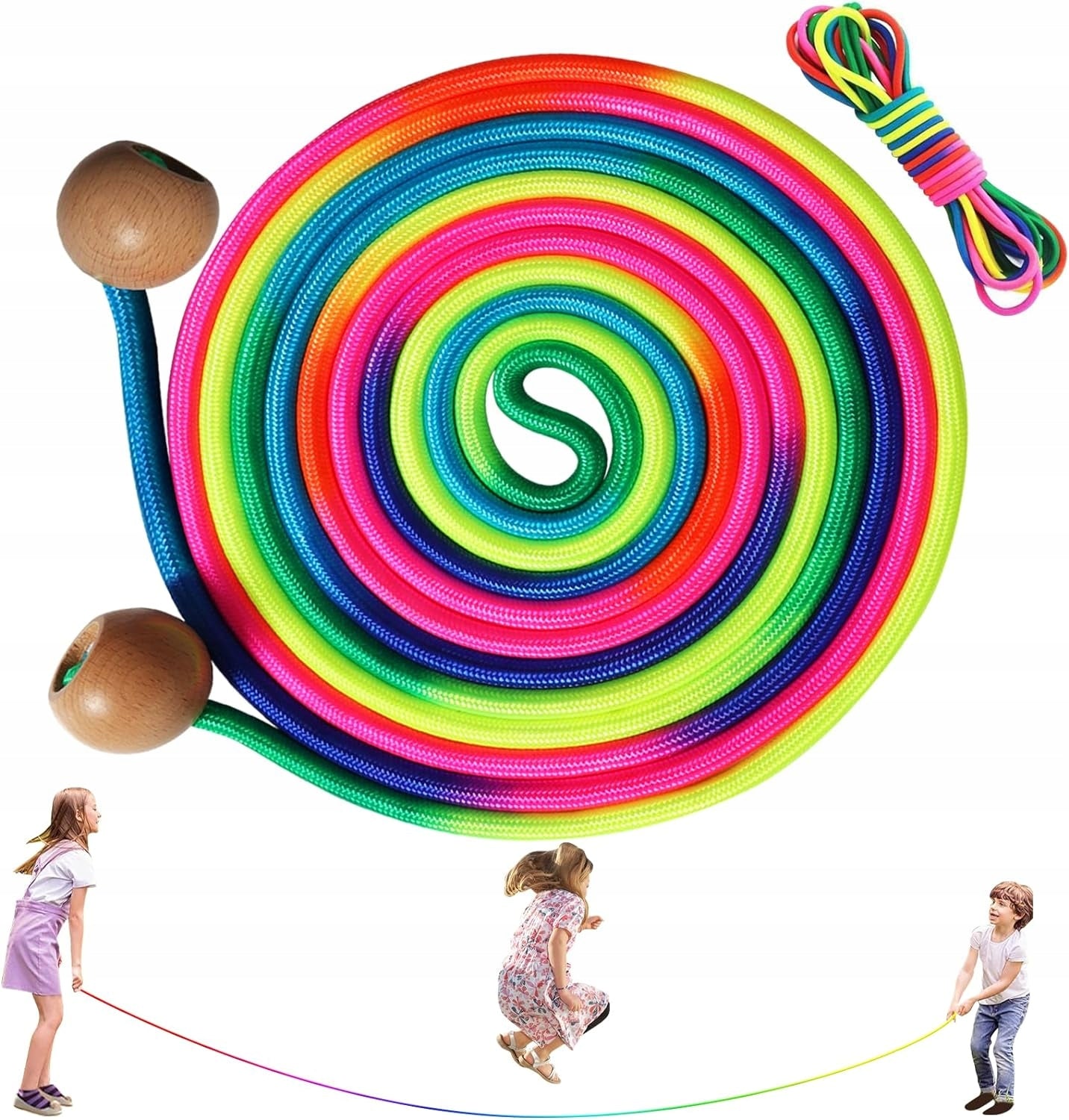 LONG JUMP ROPE FOR SEVERAL CHILDREN 5M RAINBOW OUTDOOR FUN