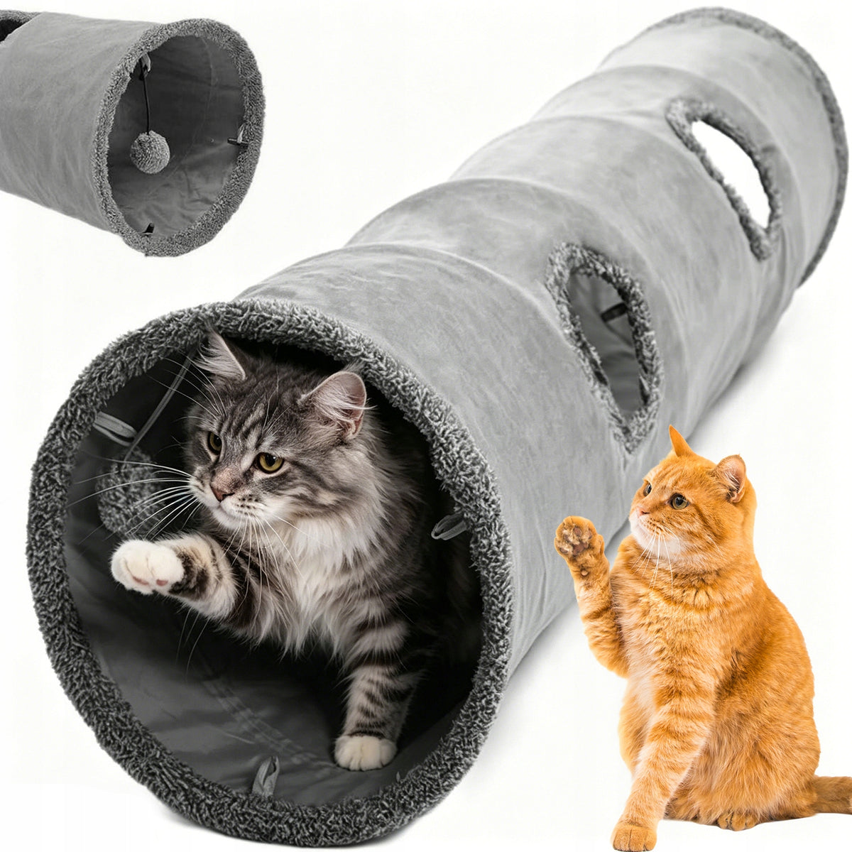 LONG TUNNEL FOR CAT 130X30CM TOY WITH BALL INTERACTIVE FOLDING HOUSE