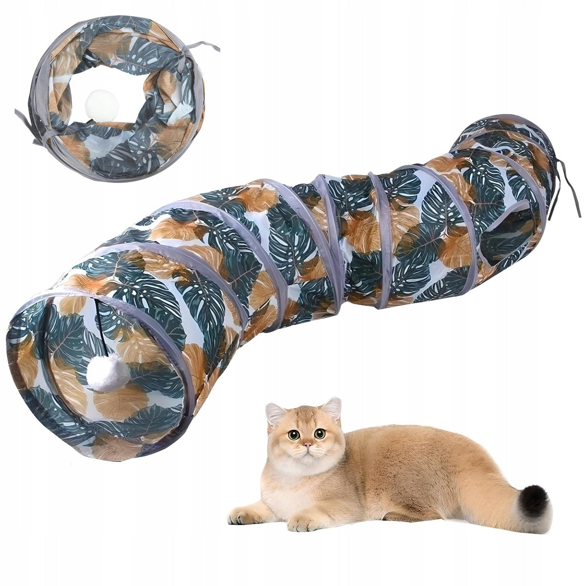 LONG TUNNEL FOR CAT RUSTLING WITH BALL FOLDING 125cm