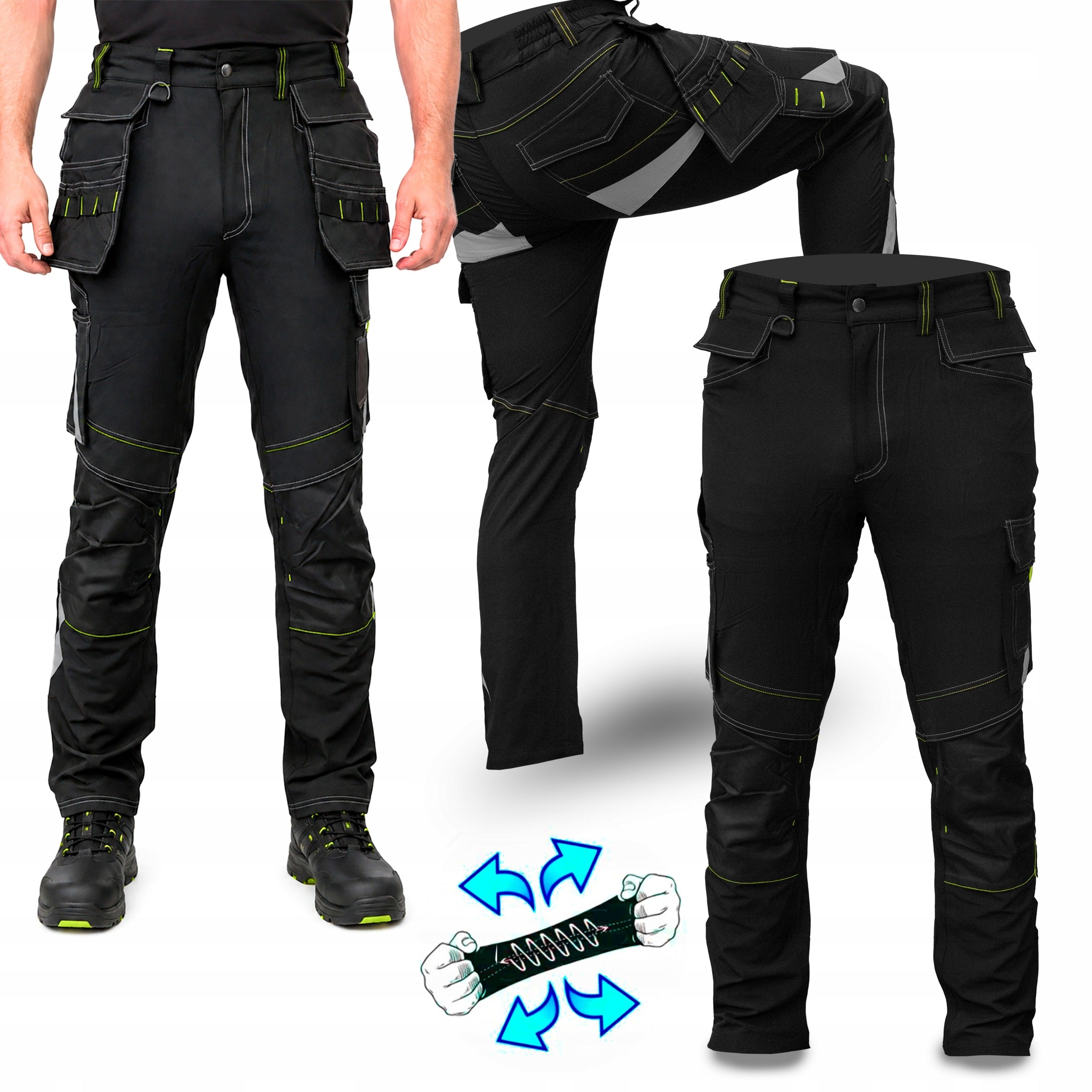 LONG WORK TROUSERS FOR MEN 4 WAY STRETCH ELASTIC STRONG ASSEMBLY BHP Manufacturer code DŁUGIE SPODNIE ROBOCZE WYGODNE 4 WAY STRETCH