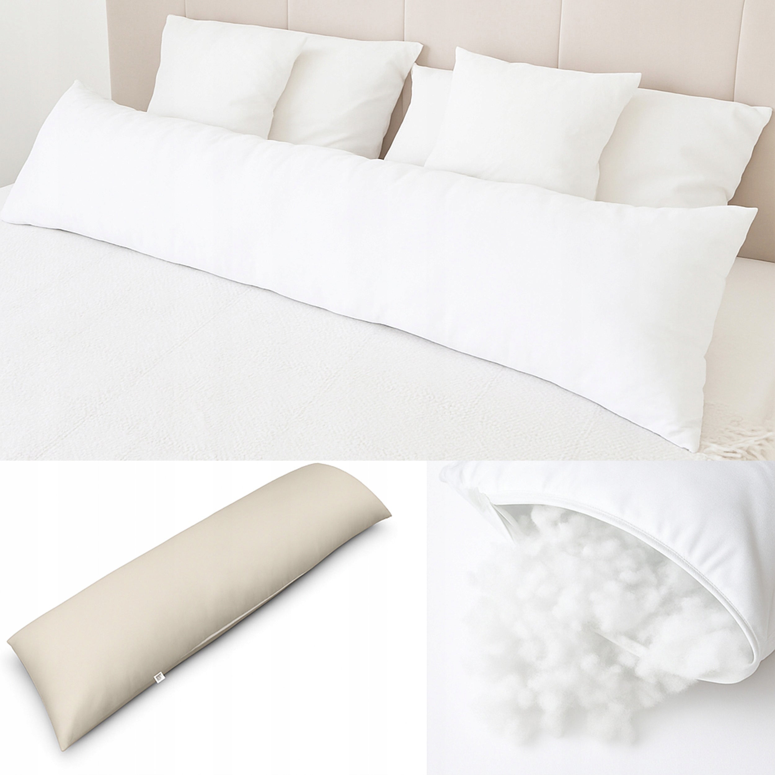 LONG pillow with pillowcase 40x145 for sleeping on the SIDE OF THE STOMACH large COTTON MIX