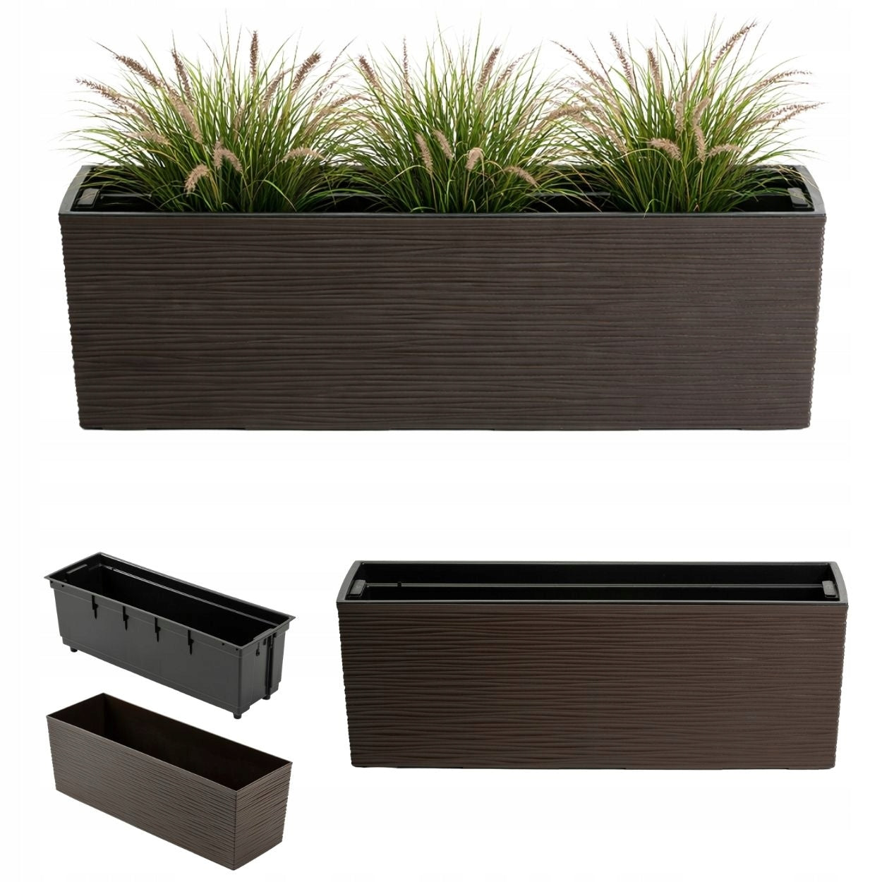 LONGITUDINAL PLANTER BRONZE 56x19 cm garden box flowerbed for terrace balcony