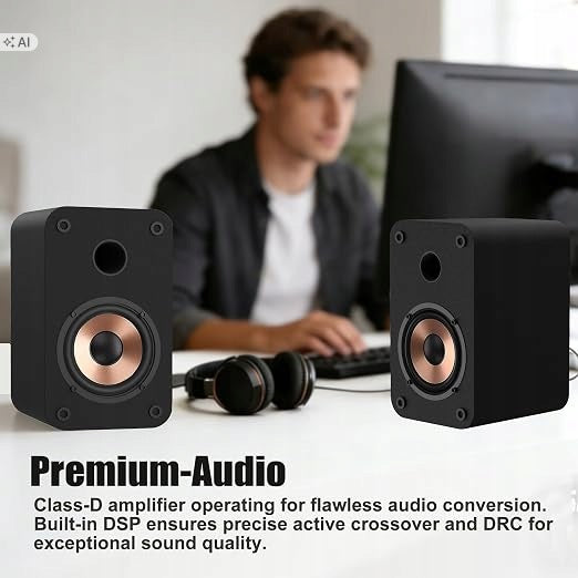 LONPOO Compact PC Speaker, Bluetooth, Active Bookcase Speaker with USB 30w Manufacturer code B0DRHXRJPG