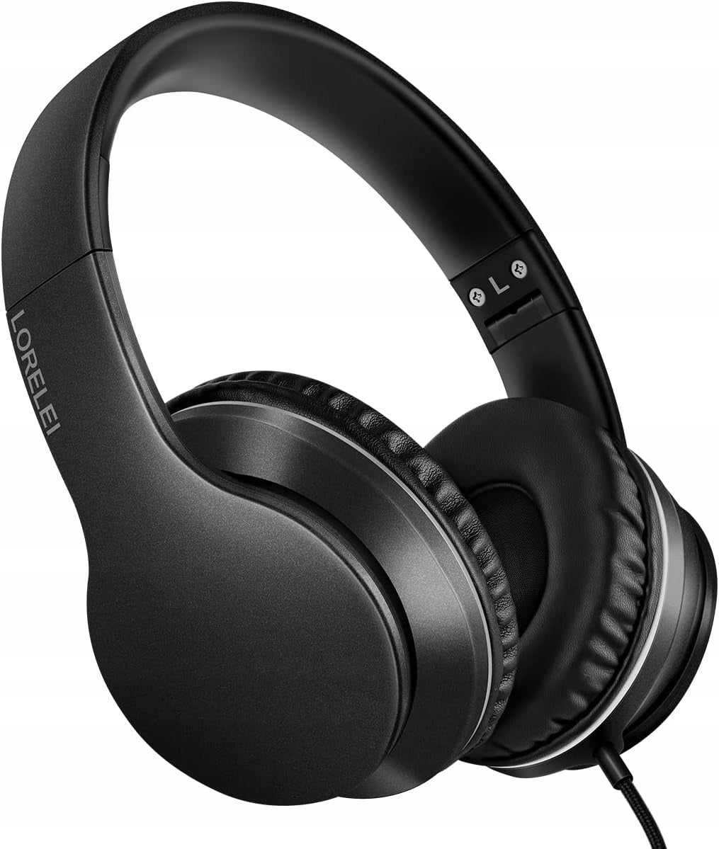 LORELEI X6 On-Ear Headphones with Microphone, Lightweight Foldable, Stereo Bass