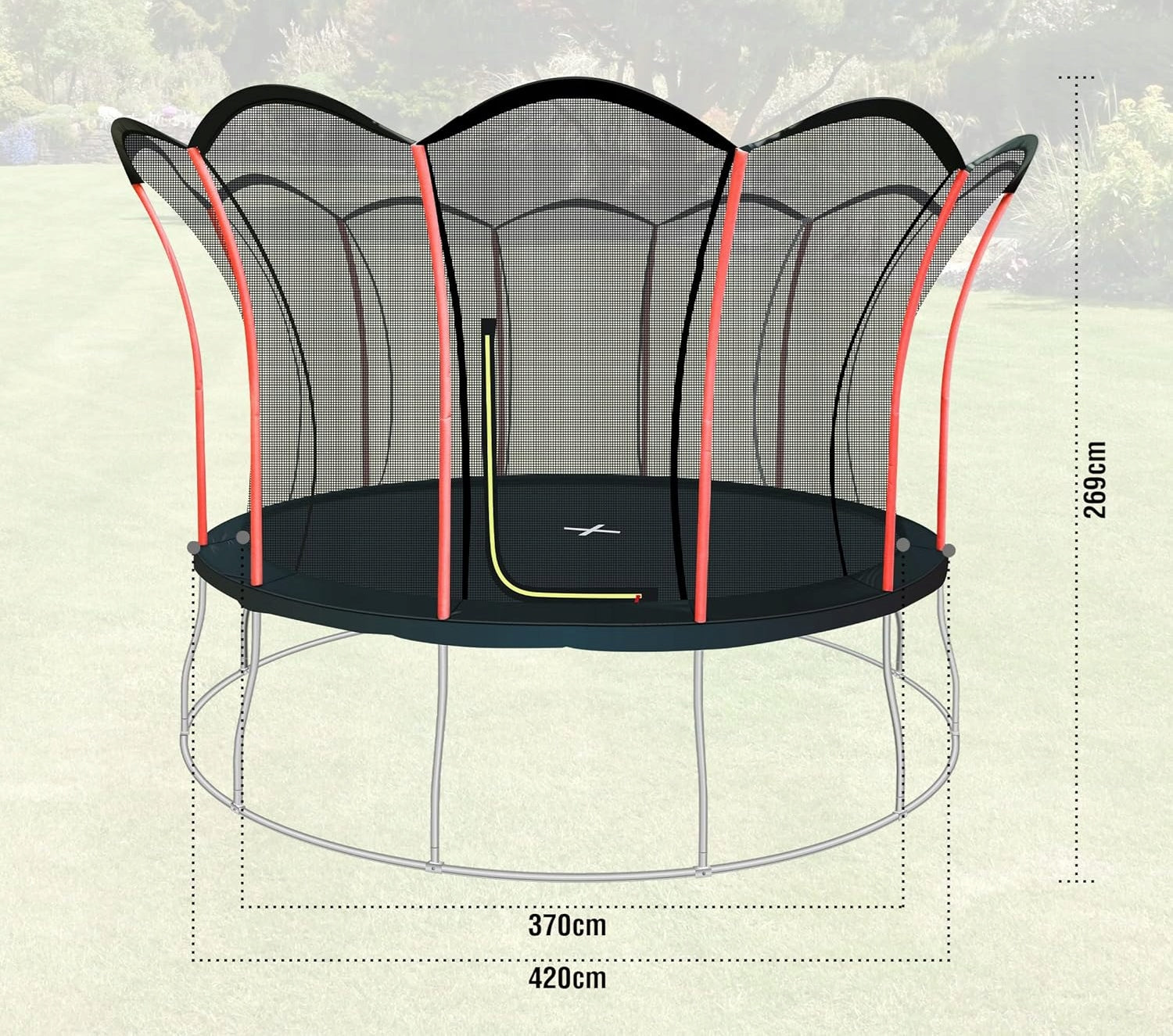 LOTUS 14FT 420cm Garden TRAMPOLINE with Batut Interior Protective Mesh Total height 269 cm