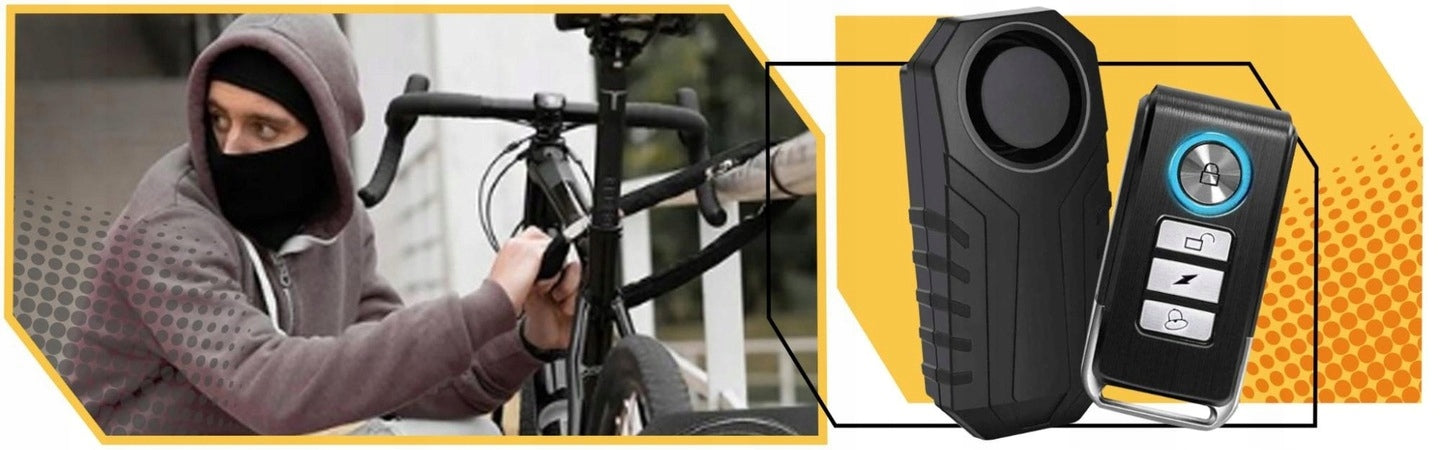 LOUD BICYCLE ALARM WITH REMOTE CONTROL WATERPROOF DURABLE Alarm volume 113 dB