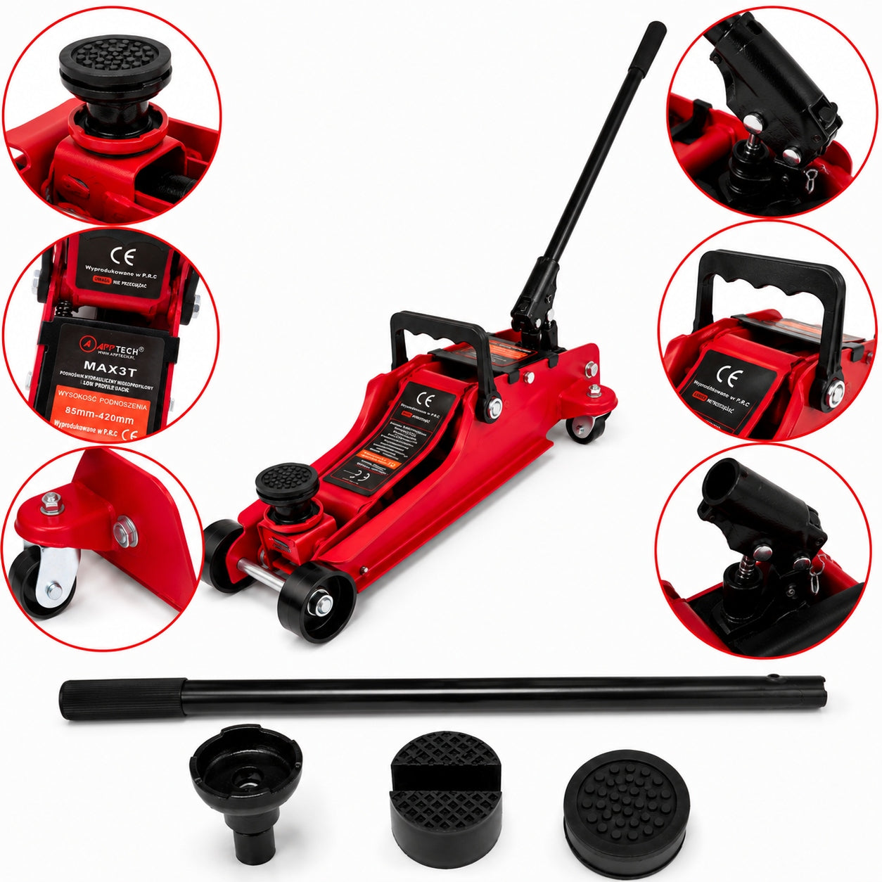 LOW PROFILE FROG LIFTER LEVER 3T 2 x RUBBER LIFT 360°HIGH HANDLE