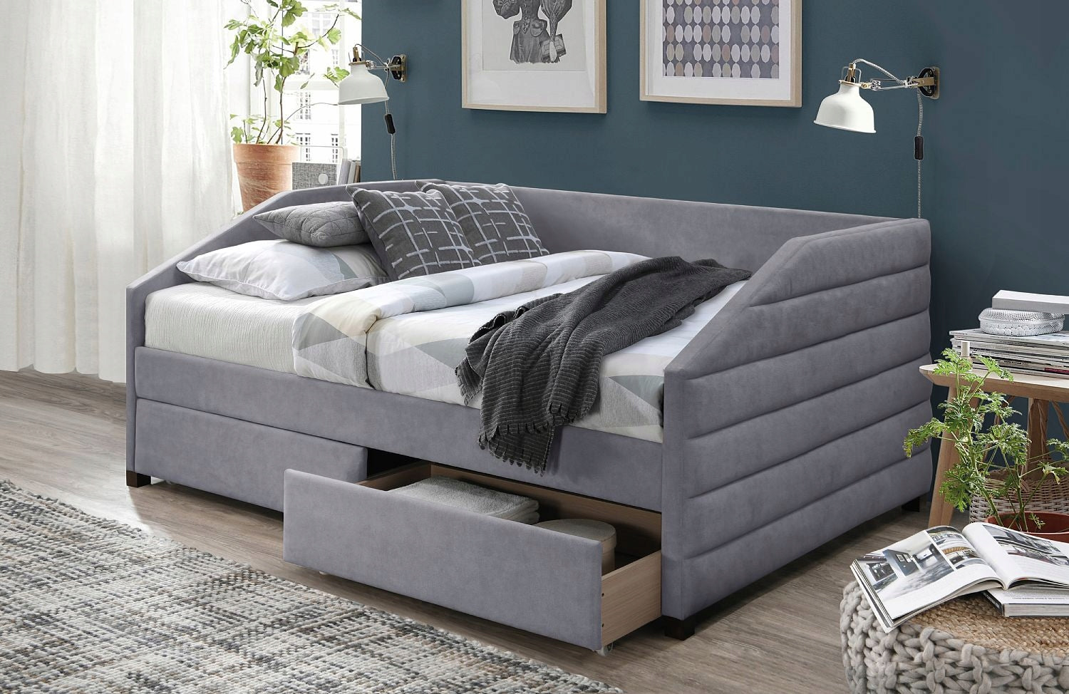 Bett Signal Nadia Velvet, 120x200 cm, grau 