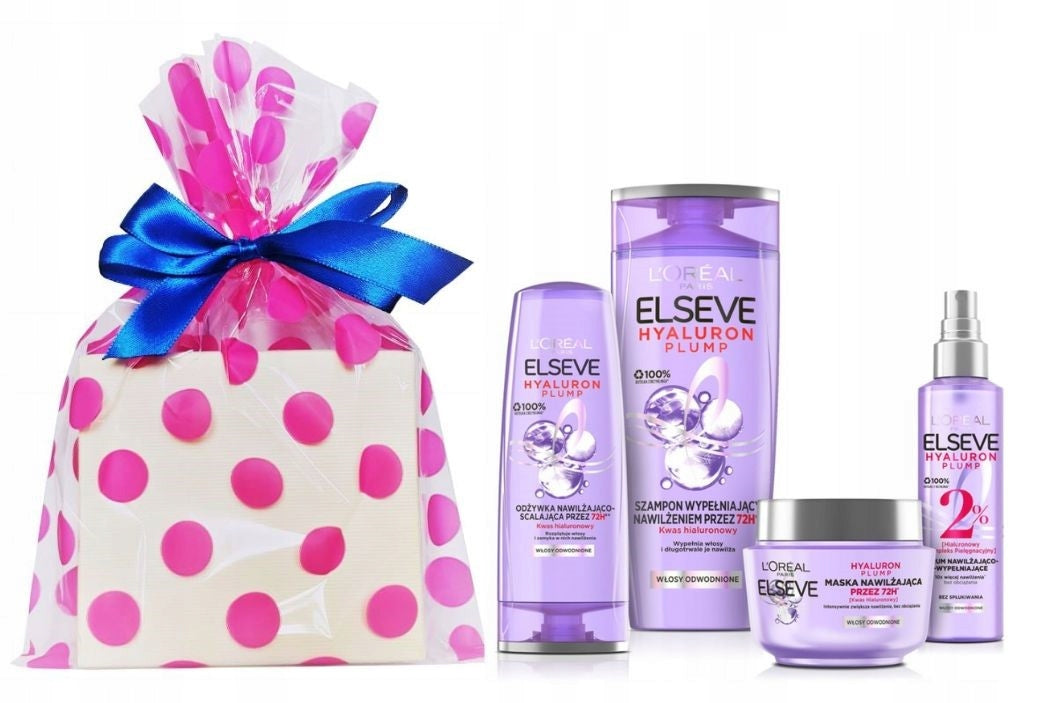 Geschenkset für Damen L'Oréal Paris Elseve Hyaluron Plump Elseve Hyaluron Plump Spülung, 200 ml + Shampoo, 250 ml + Haarserum, 150 ml. 