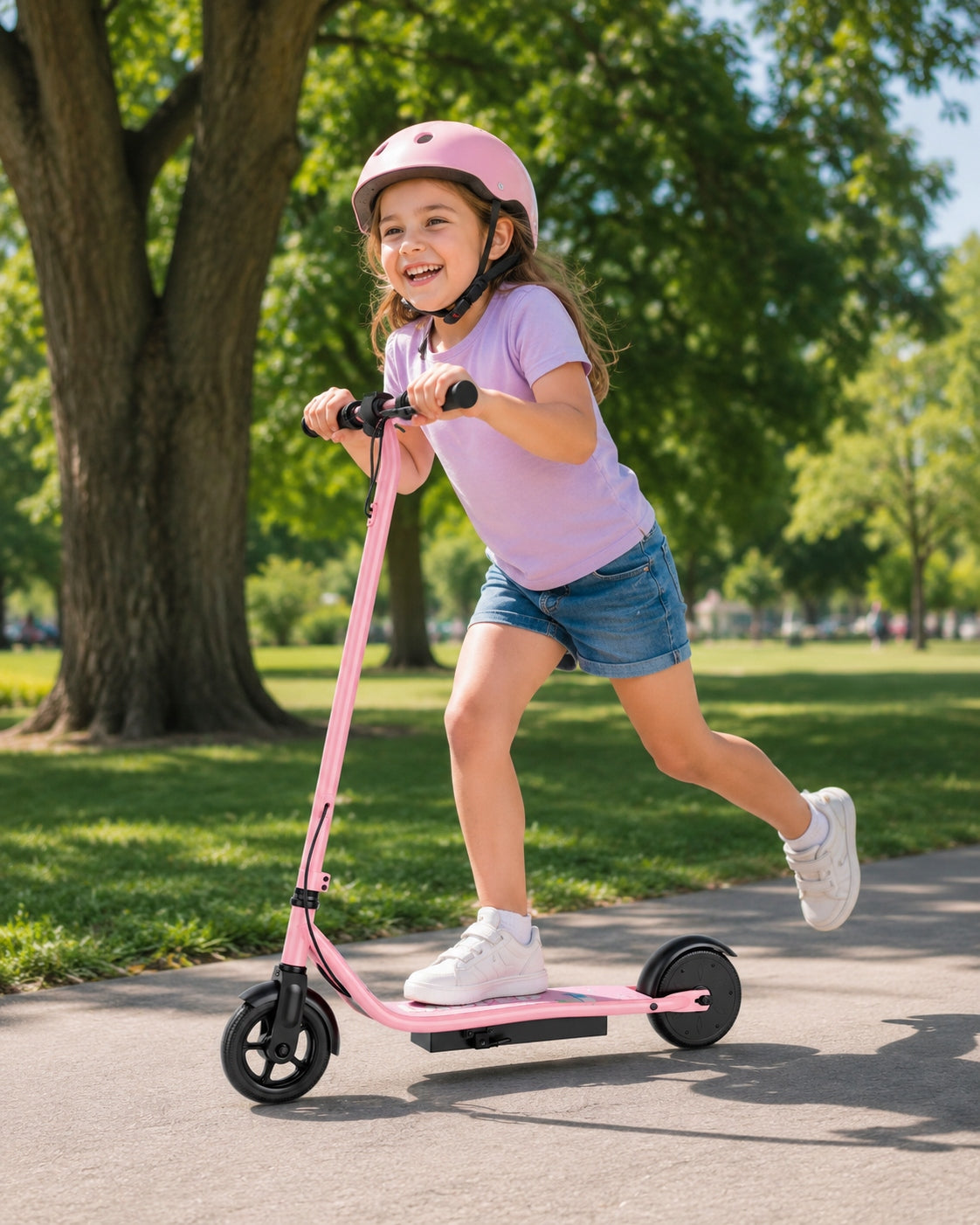 LP65 Children's vehicle 250W 14km/h 16km 70kg Pink double brakes Weight 7.25 kg