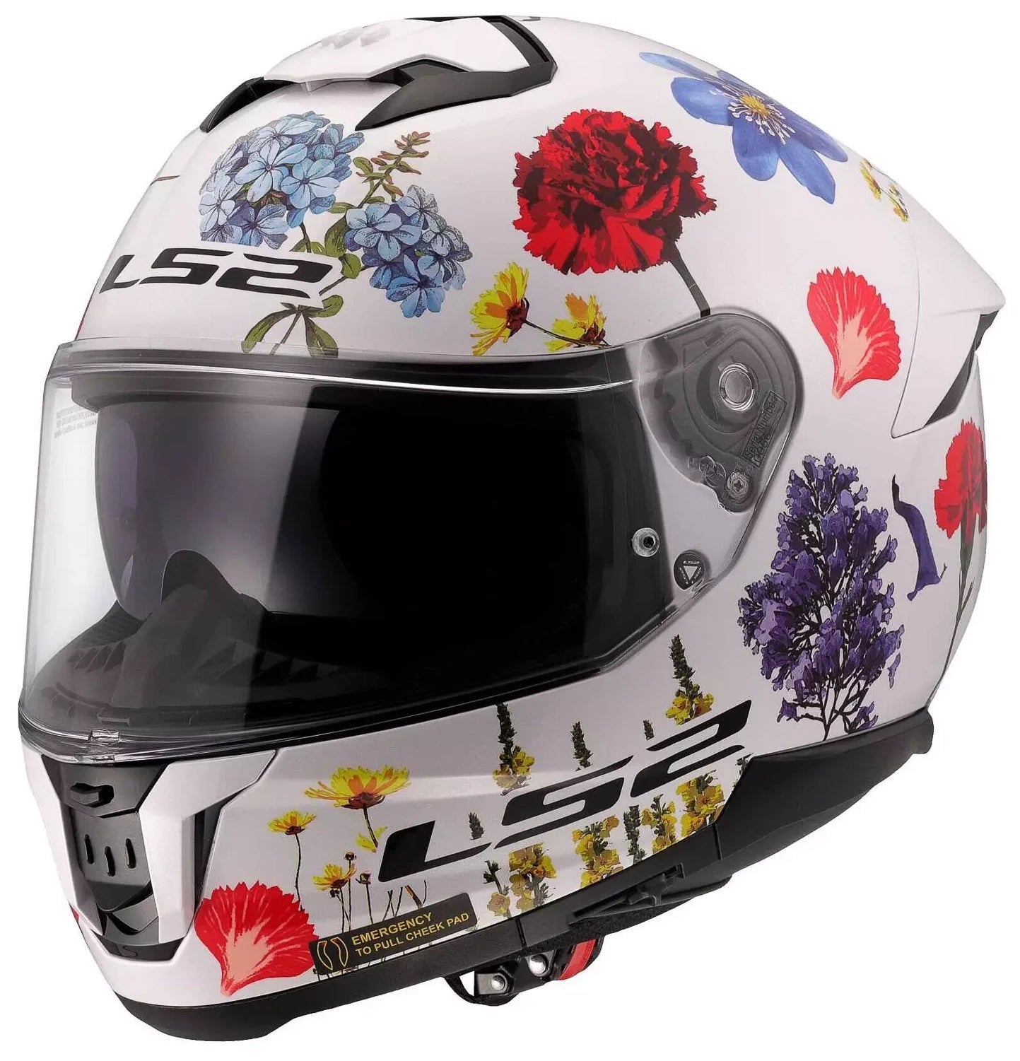 LS2 FF808 STREAM II FLOWERS WHITE INTEGRAL MOTORCYCLE HELMET