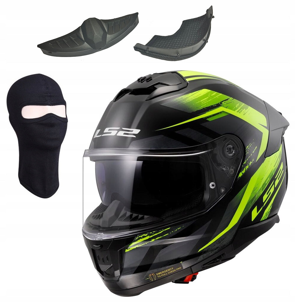 LS2 FF808 STREAM II FURY BLACK HI-VIS YELLOW integral sport helmet M