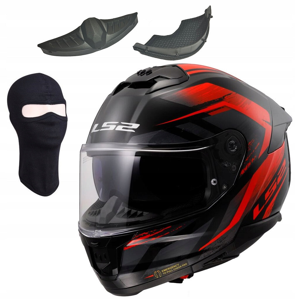 LS2 FF808 STREAM II FURY BLACK RED integral sport helmet with blend S